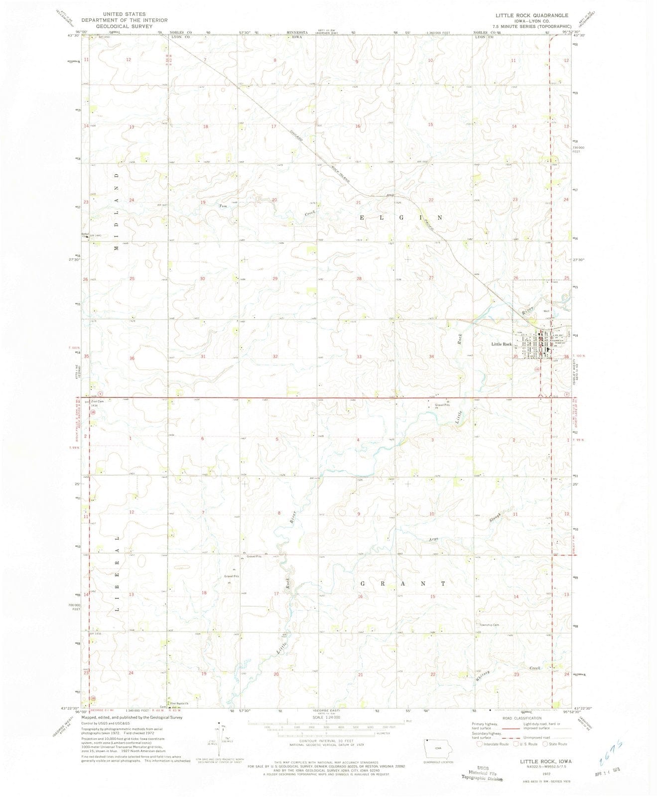 1972 Little Rock, IA - Iowa - USGS Topographic Map