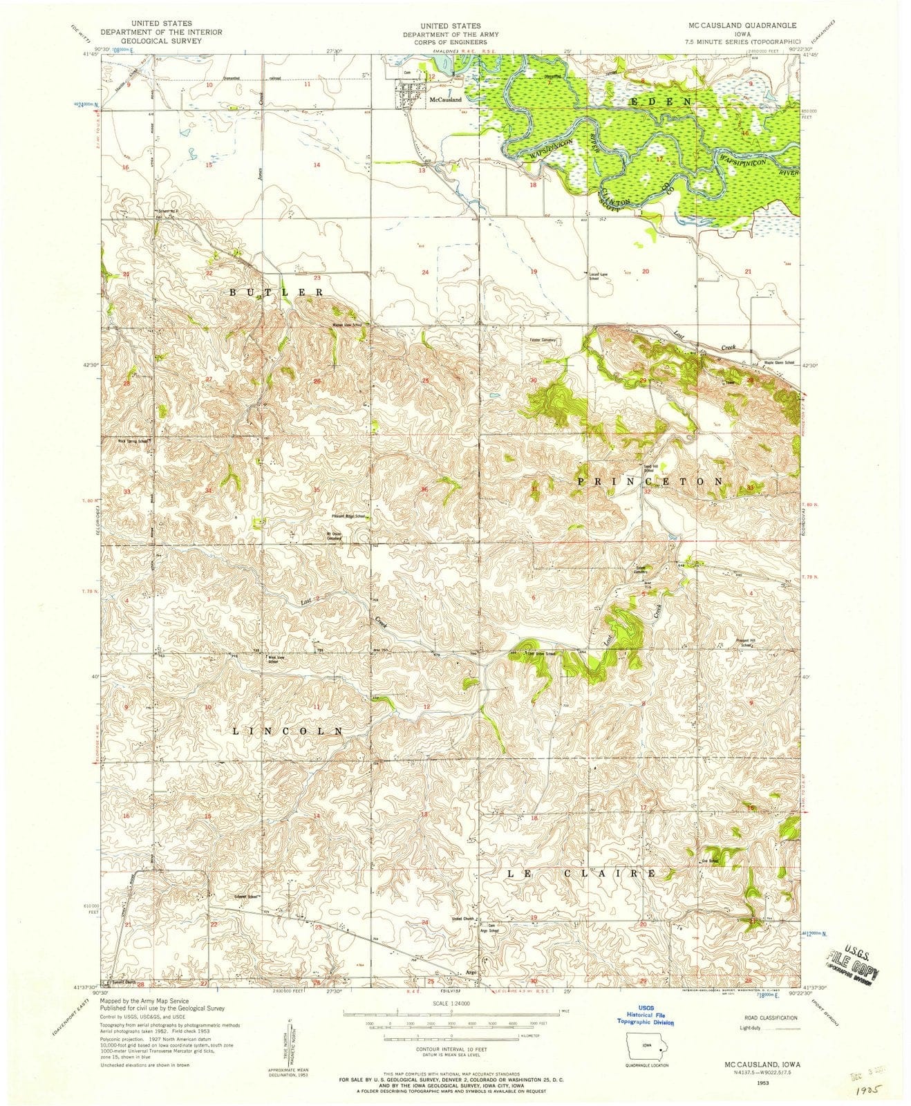 1953 Mc Causland, IA - Iowa - USGS Topographic Map