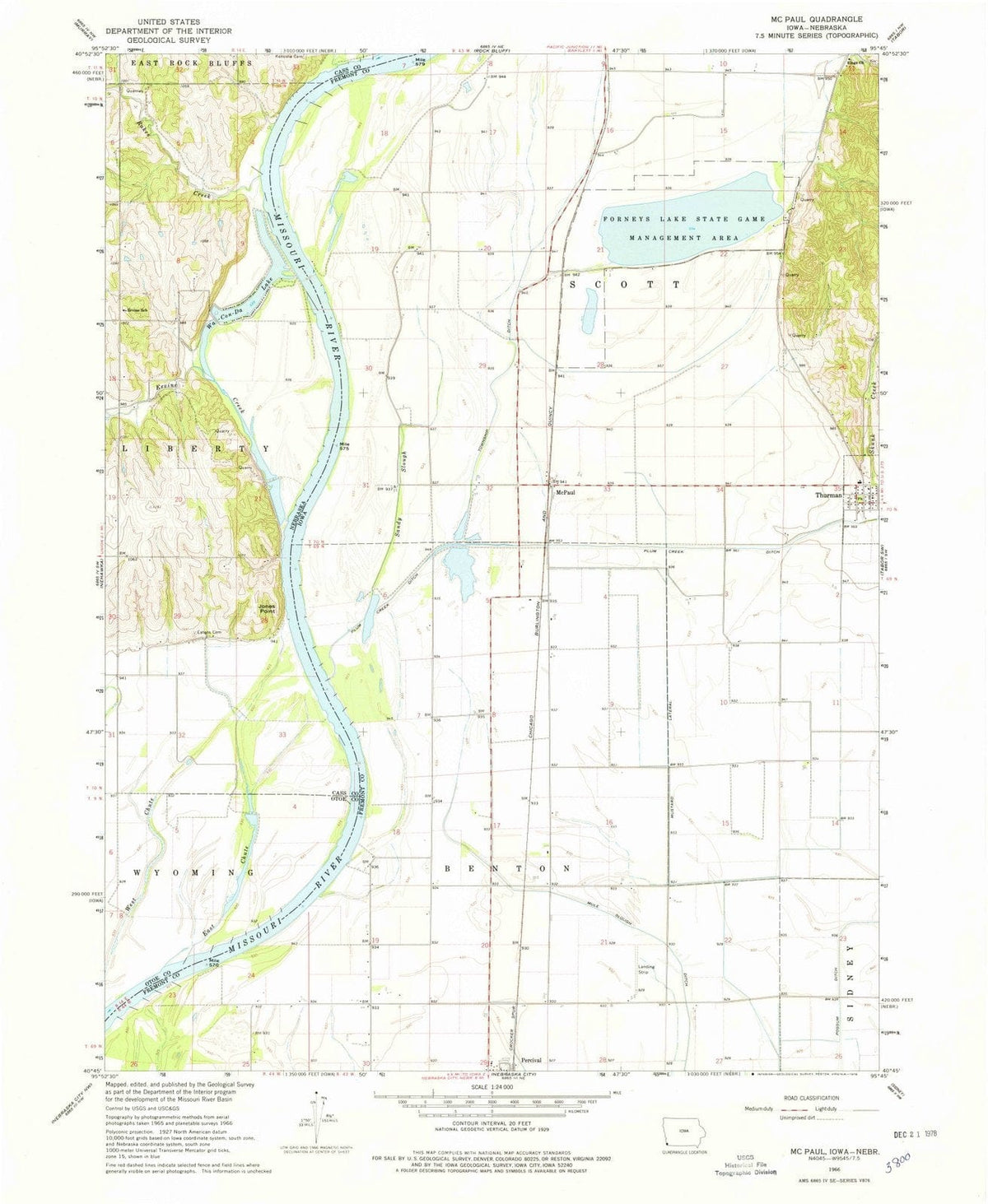 1966 Mc Paul, IA - Iowa - USGS Topographic Map