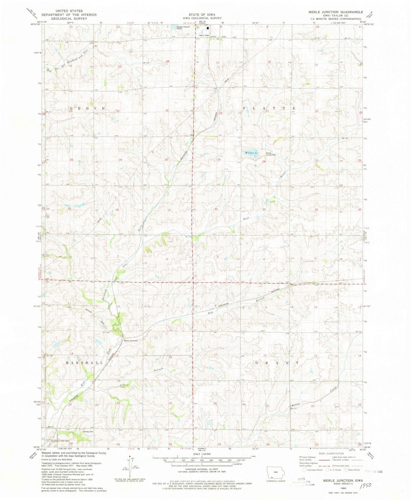 1980 Merle Junction, IA - Iowa - USGS Topographic Map