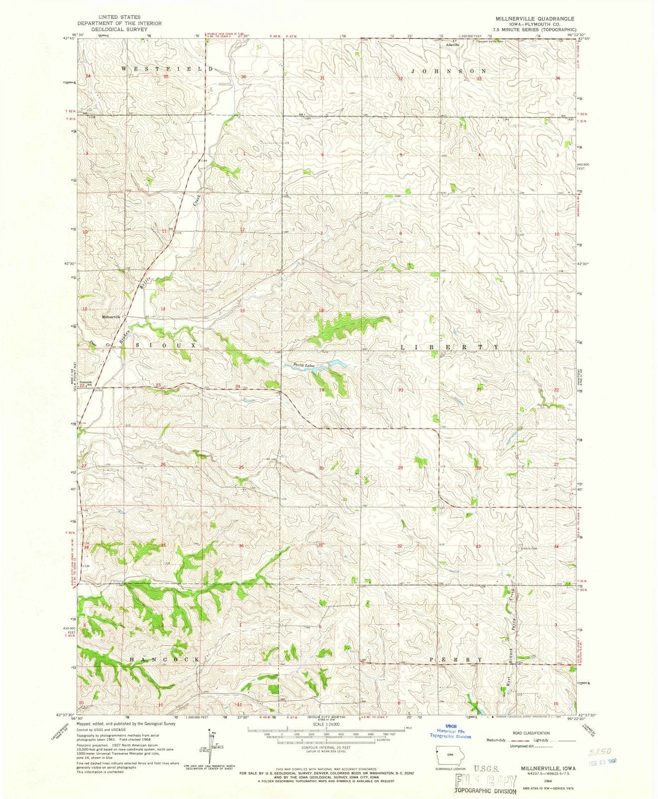 1964 Millnerville, IA - Iowa - USGS Topographic Map