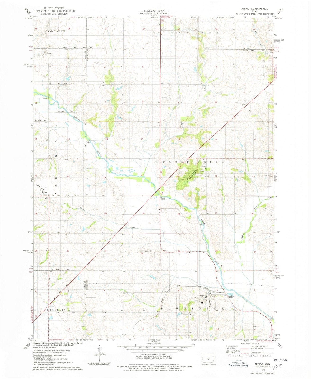 1975 Mingo, IA - Iowa - USGS Topographic Map