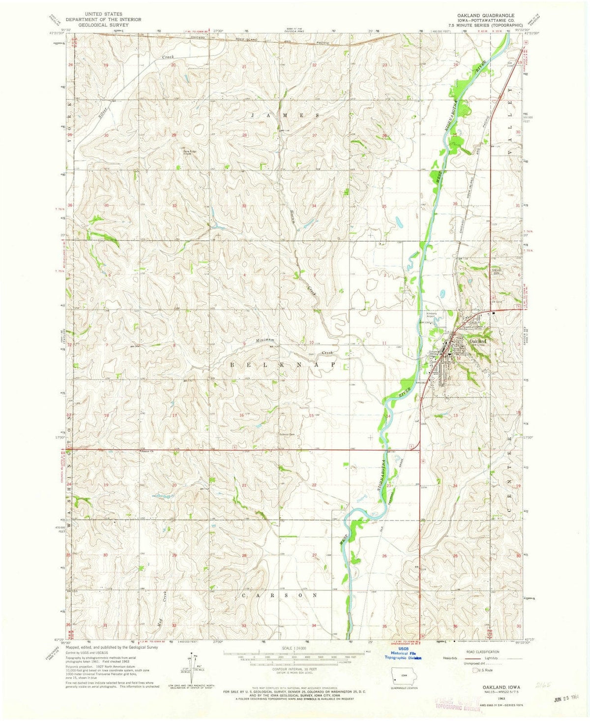 1963 Oakland, IA - Iowa - USGS Topographic Map
