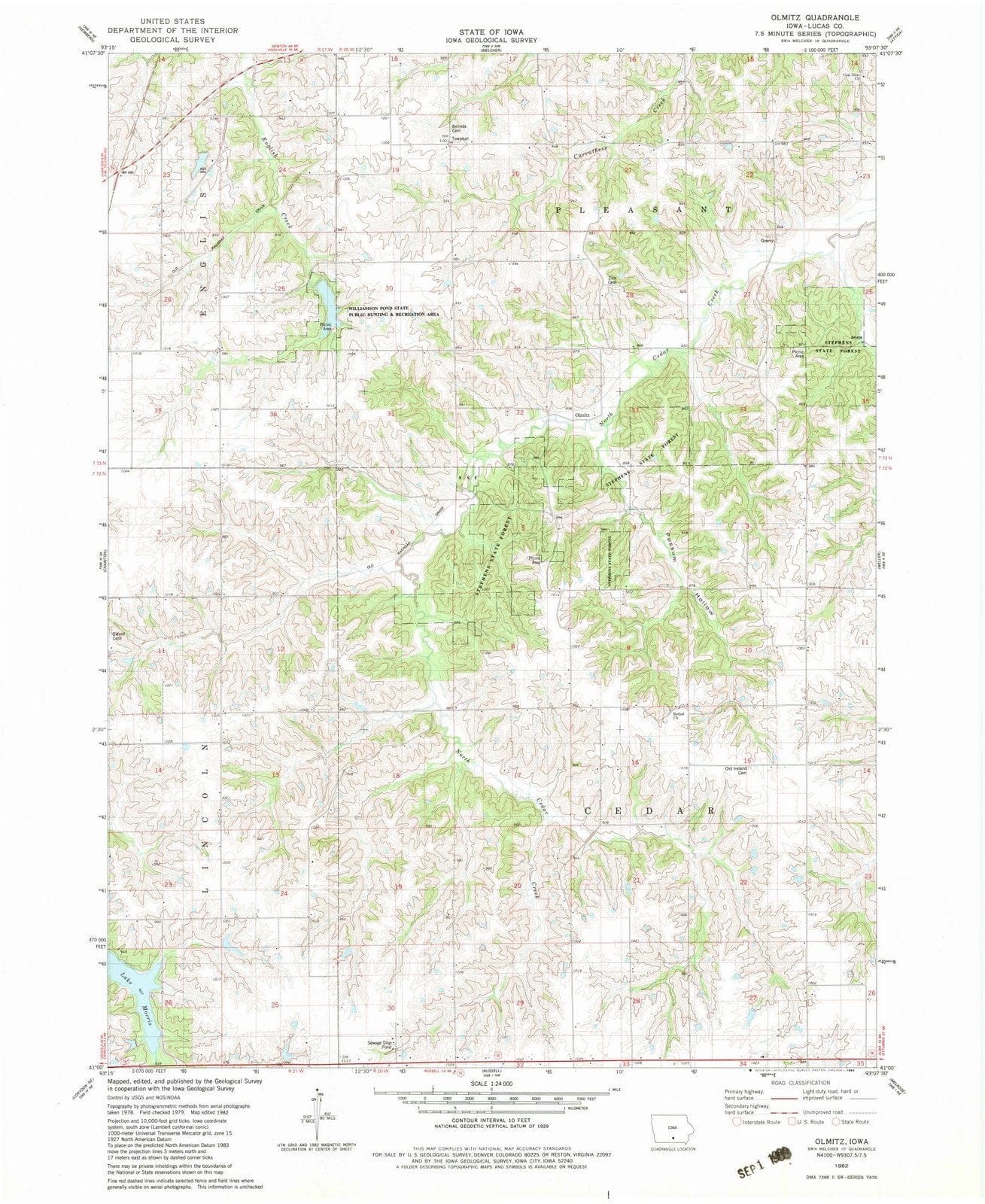 1982 Olmitz, IA - Iowa - USGS Topographic Map