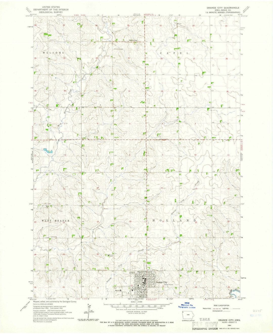 1964 Orange City, IA - Iowa - USGS Topographic Map