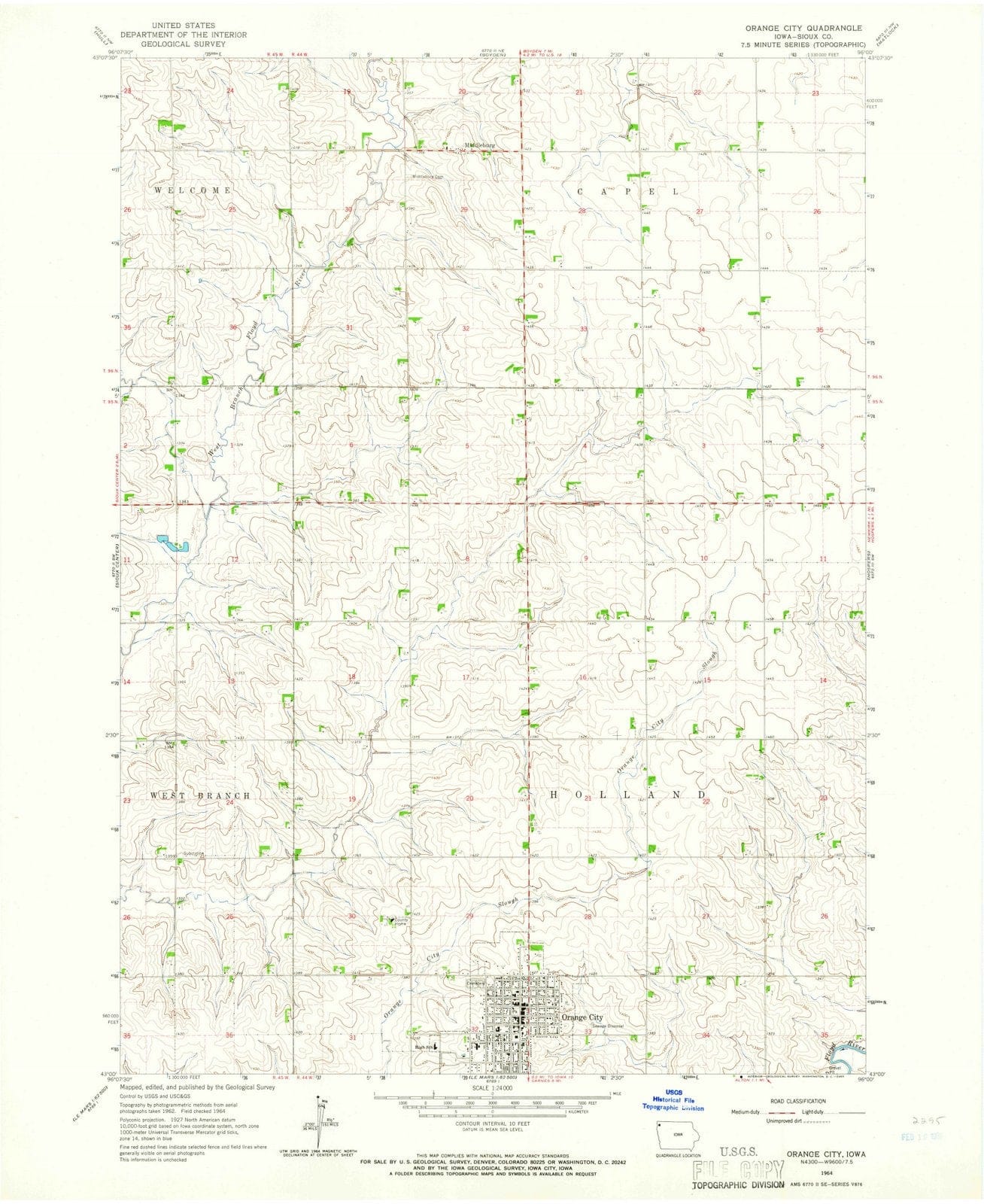1964 Orange City, IA - Iowa - USGS Topographic Map