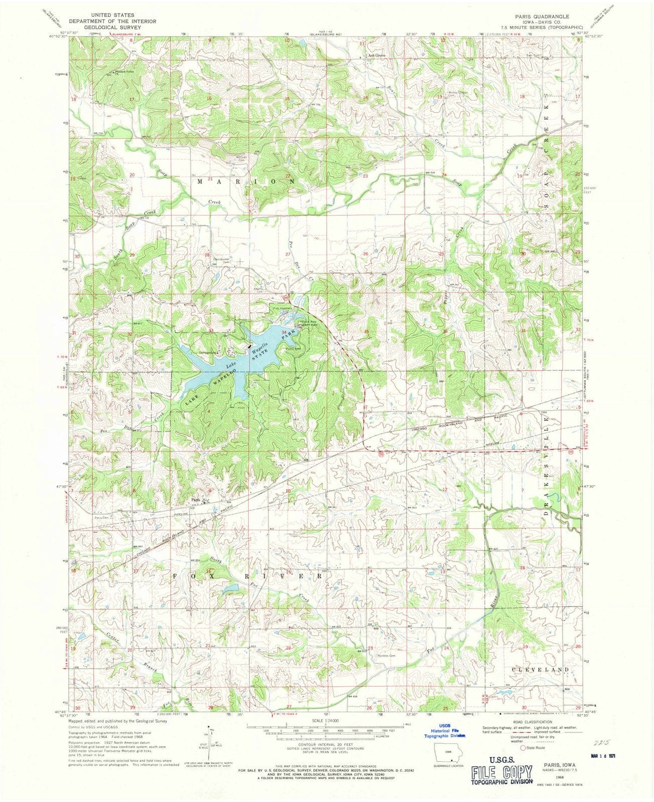 1968 Paris, IA - Iowa - USGS Topographic Map