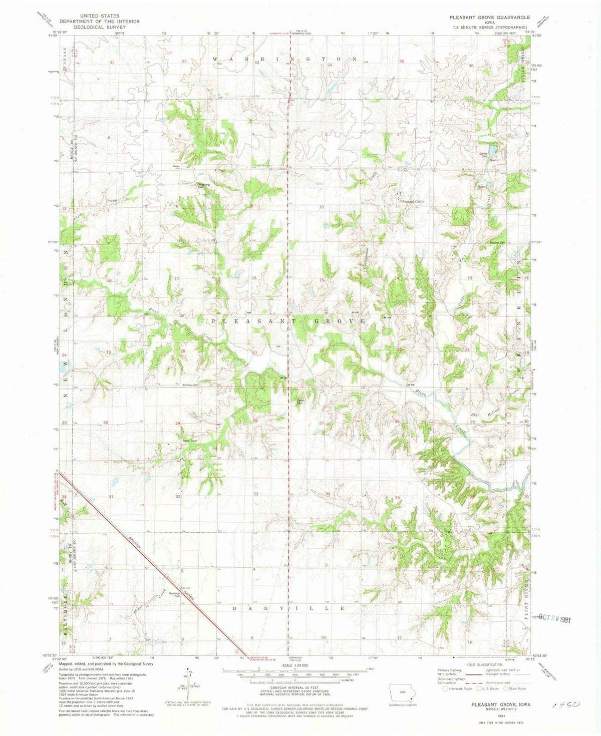 1981 Pleasant Grove, IA - Iowa - USGS Topographic Map