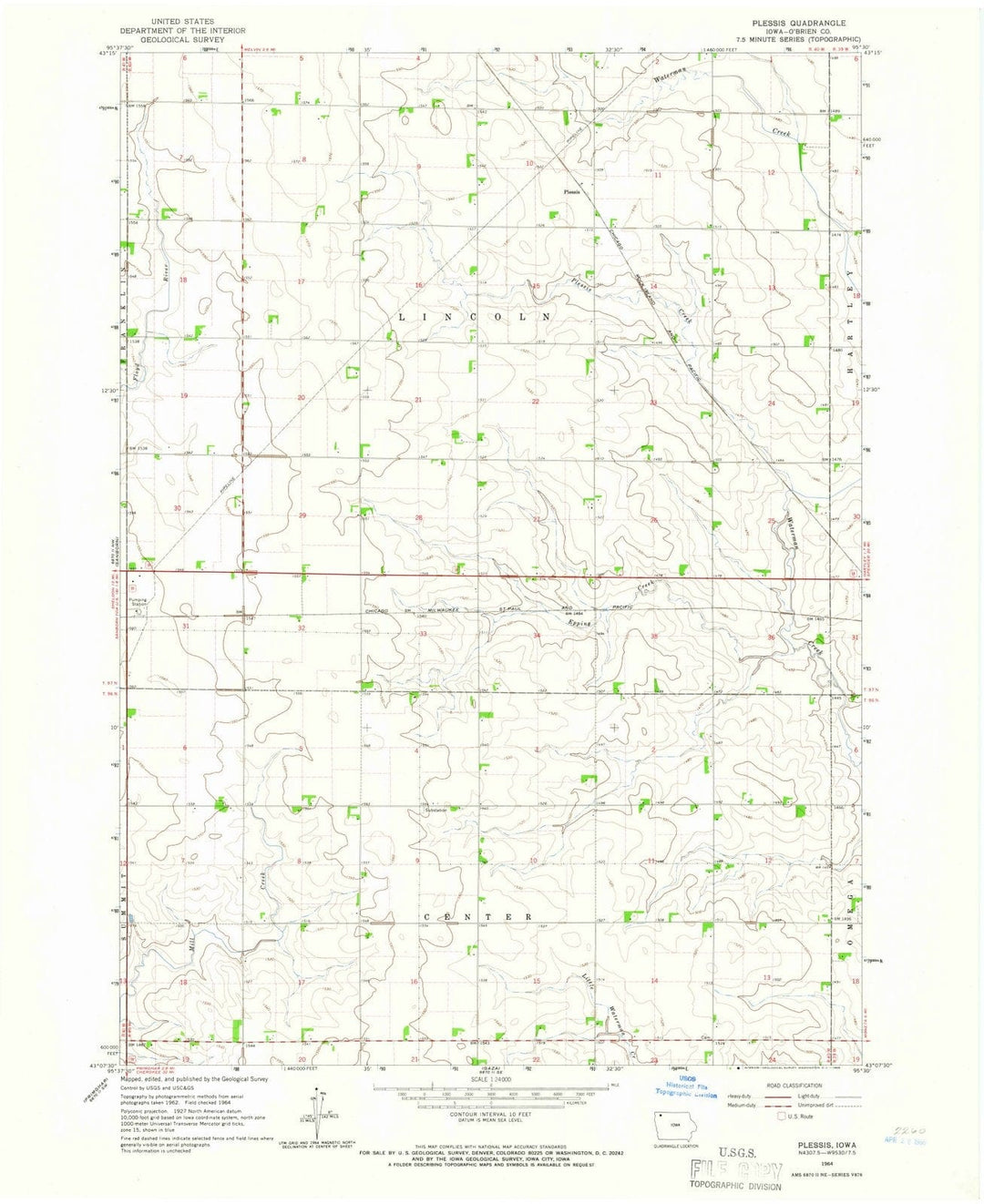 1964 Plessis, IA - Iowa - USGS Topographic Map