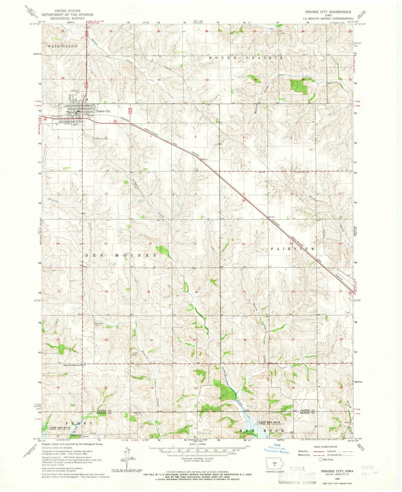 1965 Prairie City, IA - Iowa - USGS Topographic Map