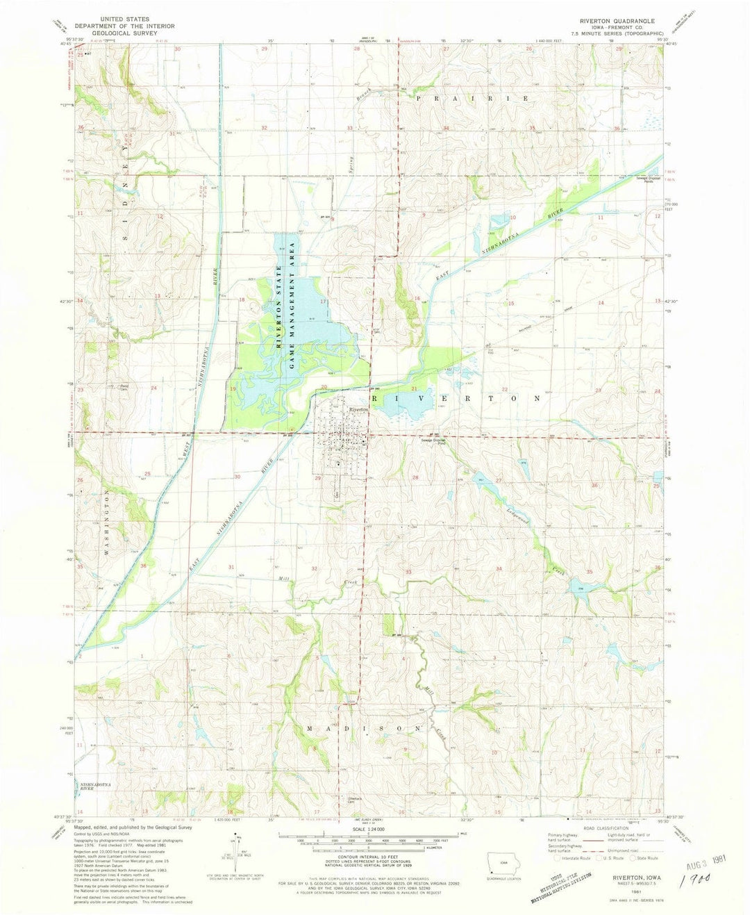 1981 Riverton, IA - Iowa - USGS Topographic Map