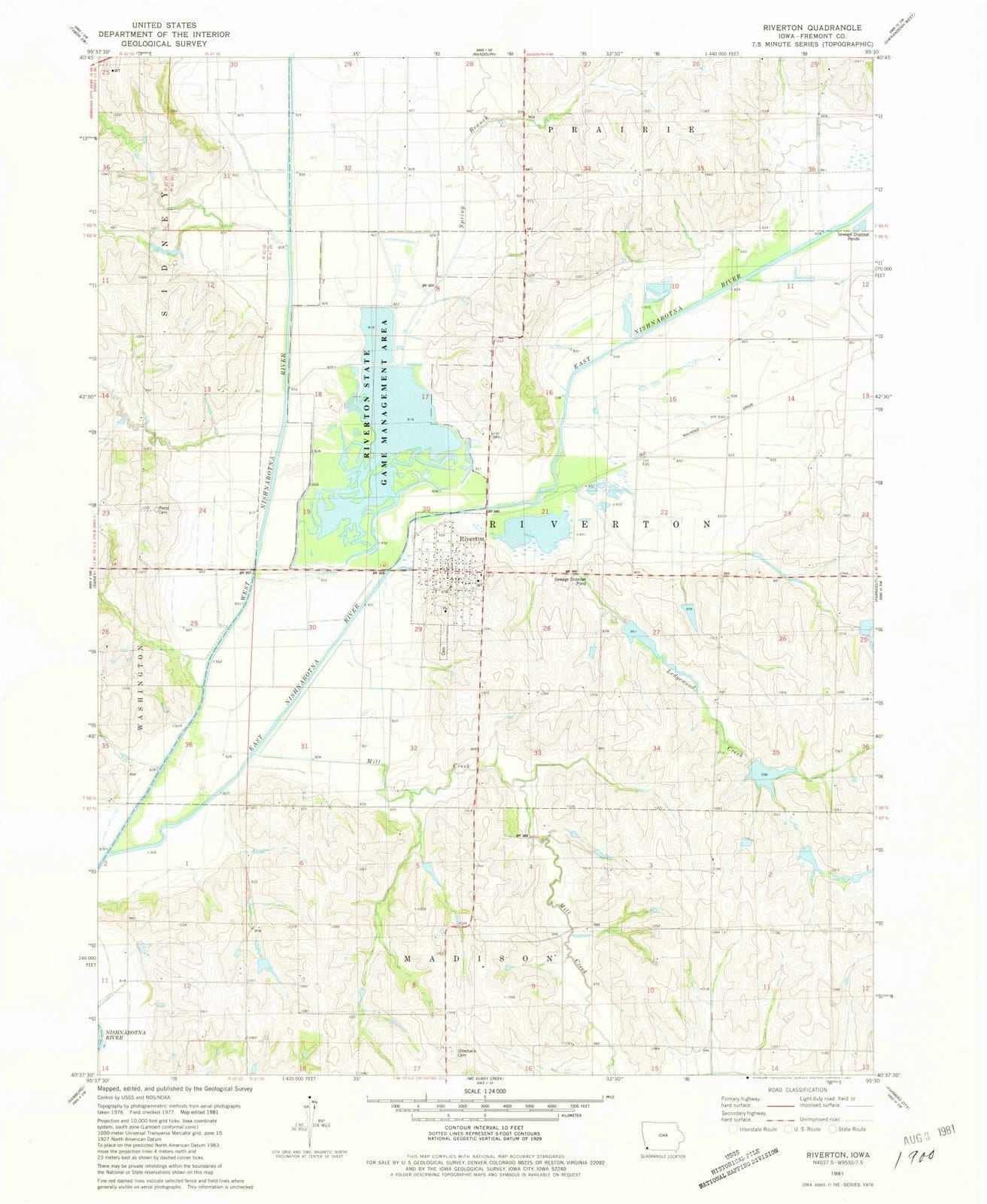 1981 Riverton, IA - Iowa - USGS Topographic Map