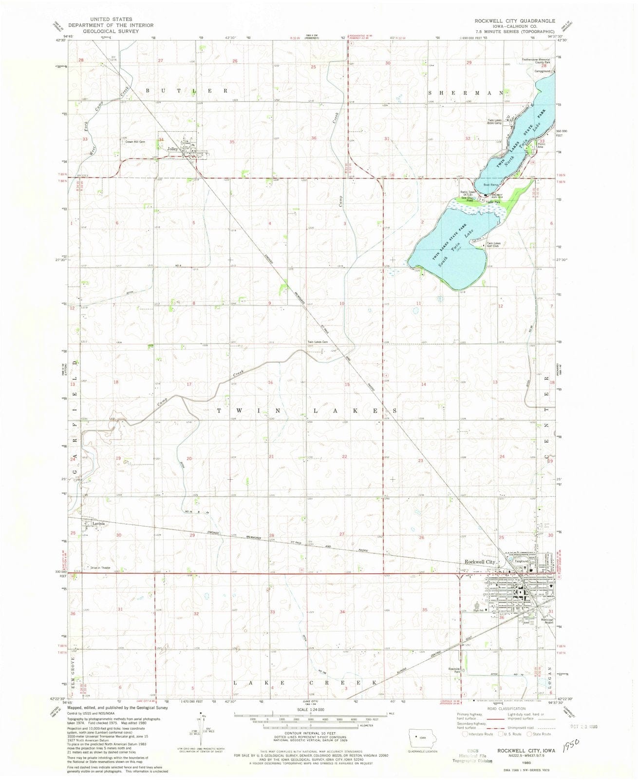 1980 Rockwell City, IA - Iowa - USGS Topographic Map