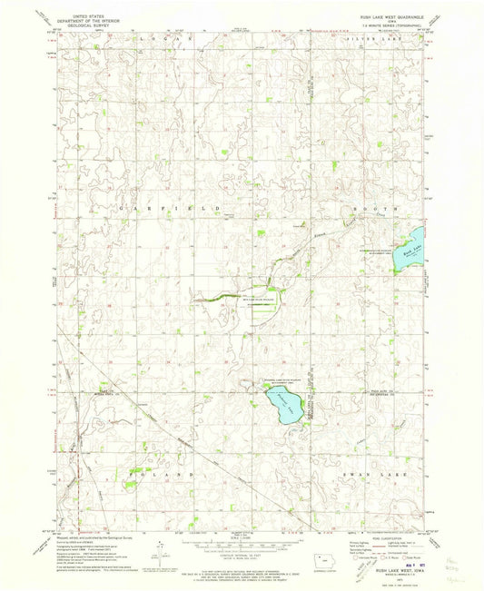 1971 Rush Lake West, IA - Iowa - USGS Topographic Map