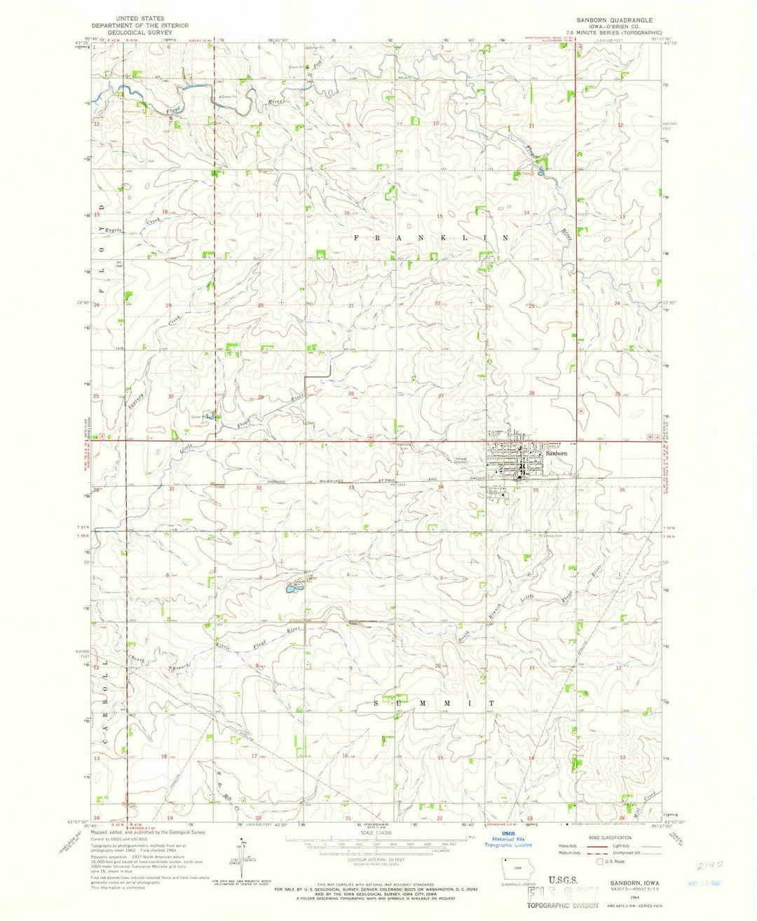 1964 Sanborn, IA - Iowa - USGS Topographic Map