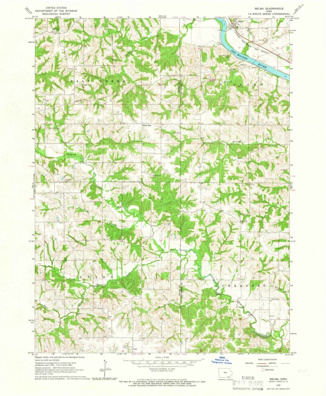 1965 Selma, IA - Iowa - USGS Topographic Map