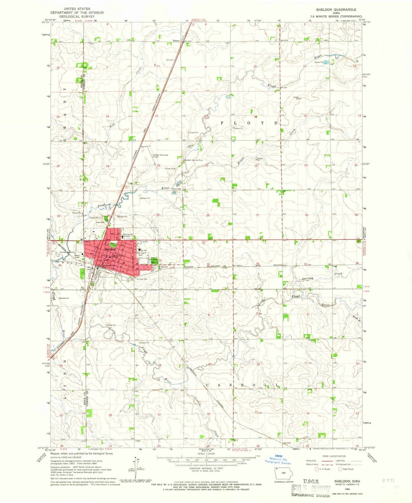 1964 Sheldon, IA - Iowa - USGS Topographic Map