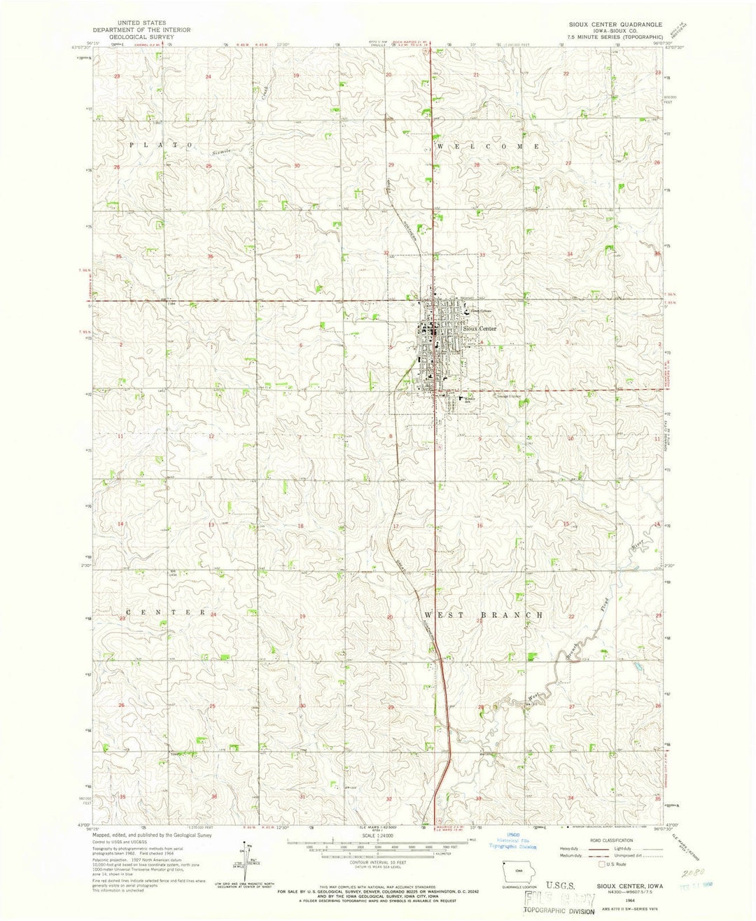 1964 Sioux Center, IA - Iowa - USGS Topographic Map