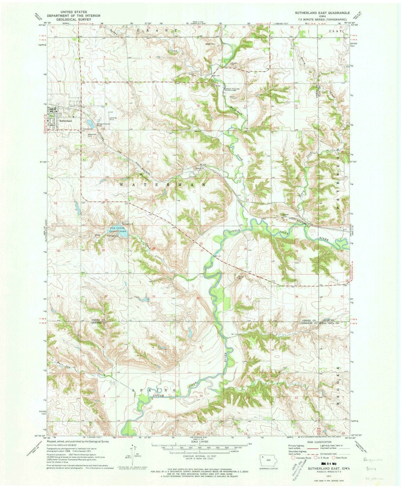 1971 Sutherland East, IA - Iowa - USGS Topographic Map