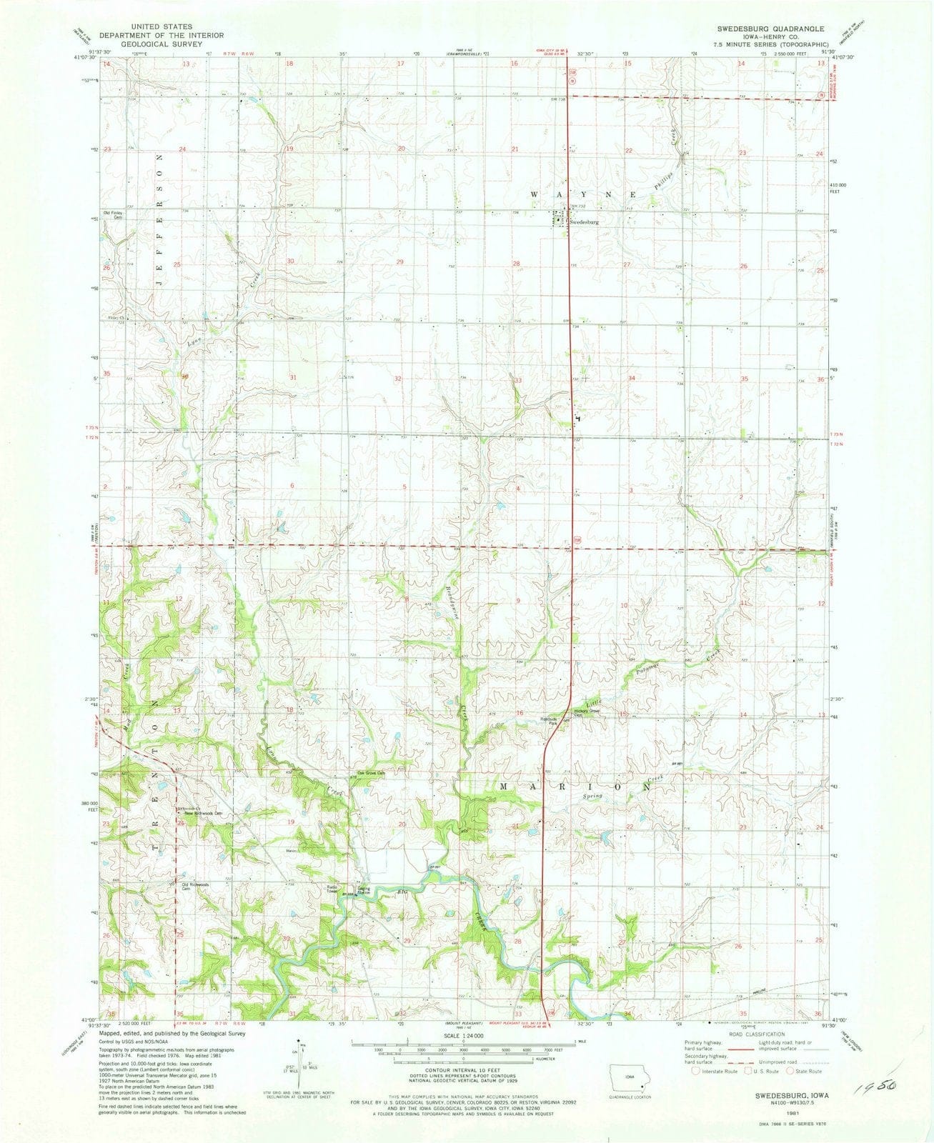 1981 Swedesburg, IA - Iowa - USGS Topographic Map