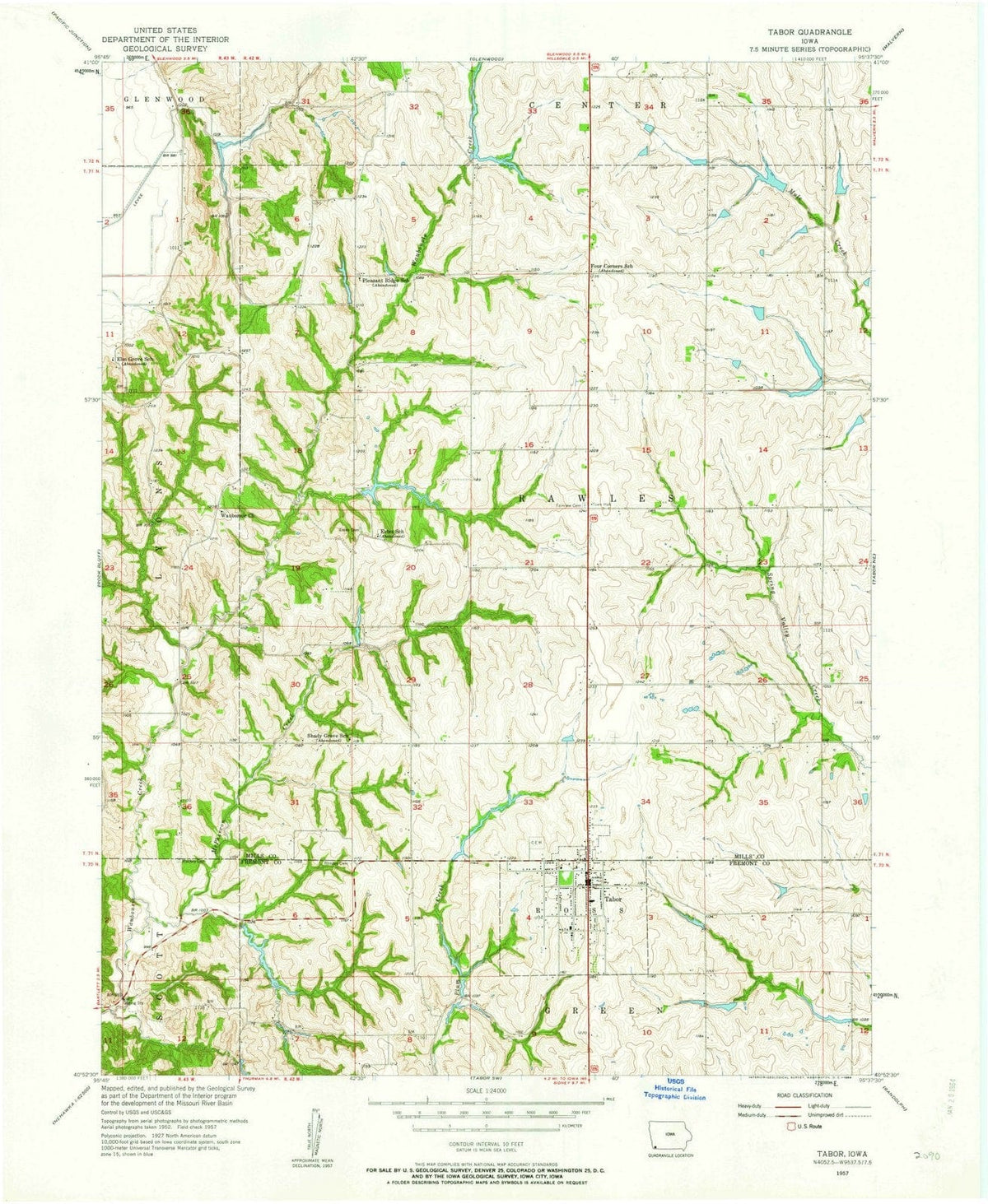 1957 Tabor, IA - Iowa - USGS Topographic Map