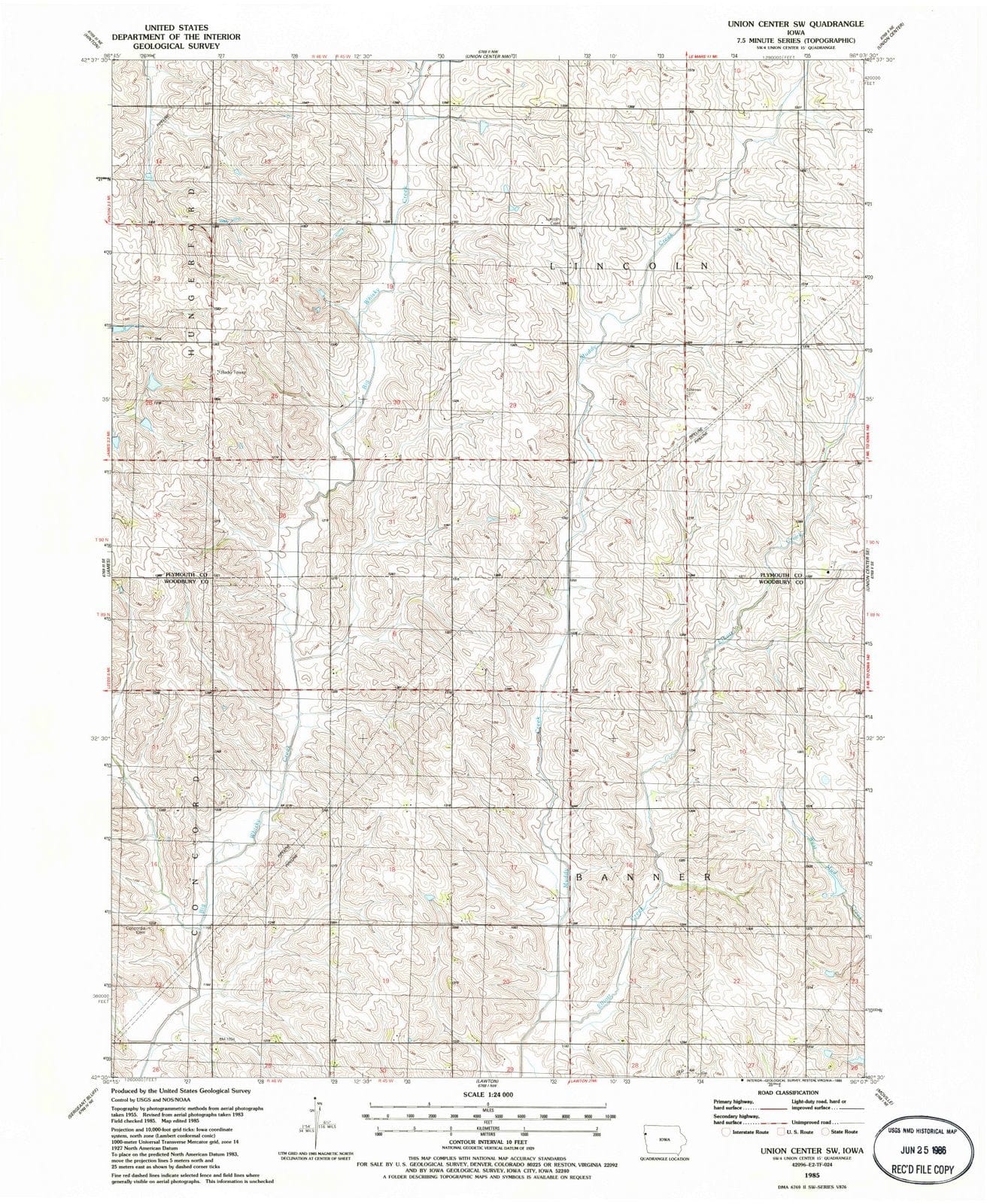 1985 Union Center, IA - Iowa - USGS Topographic Map