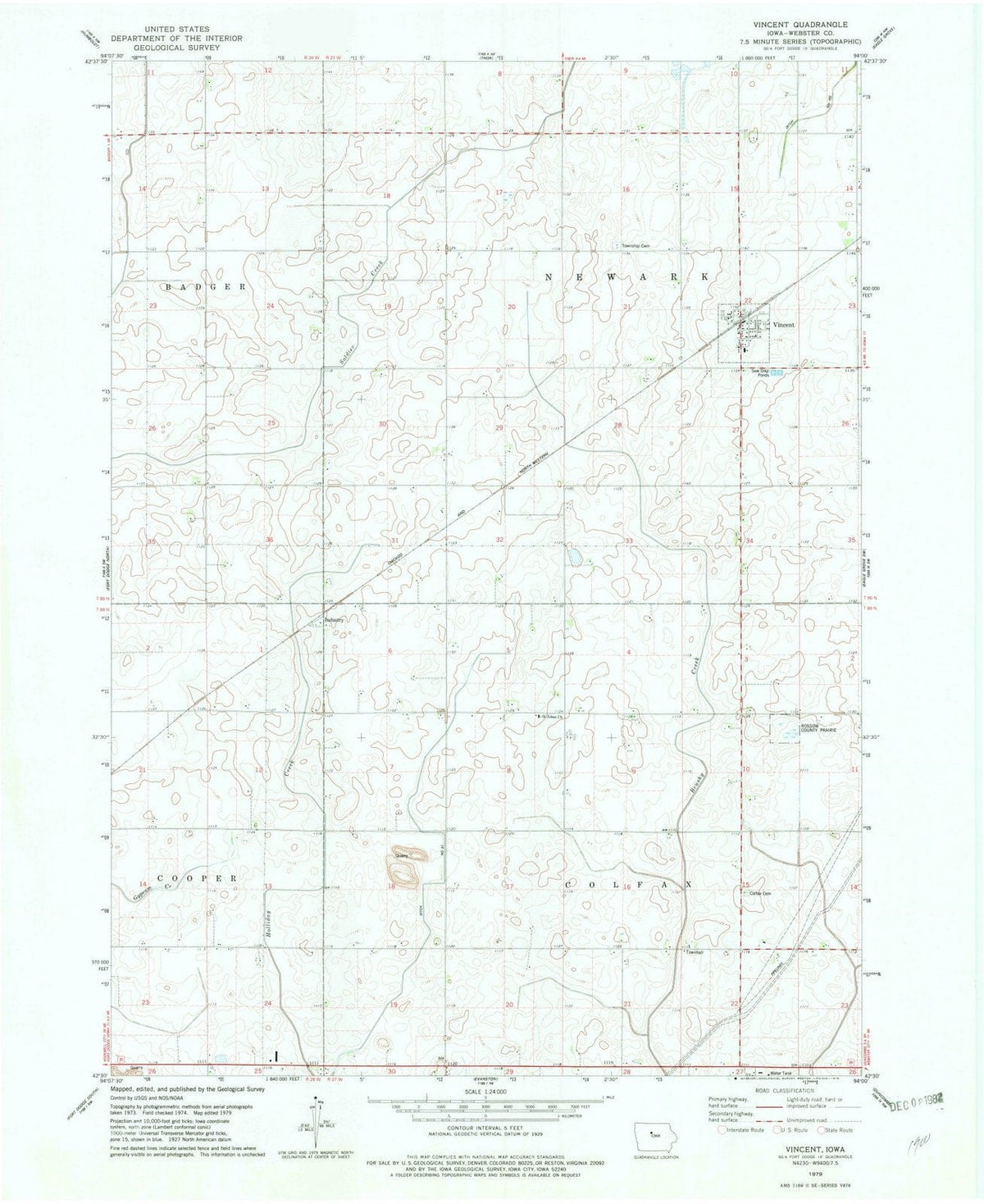 1979 Vincent, IA - Iowa - USGS Topographic Map