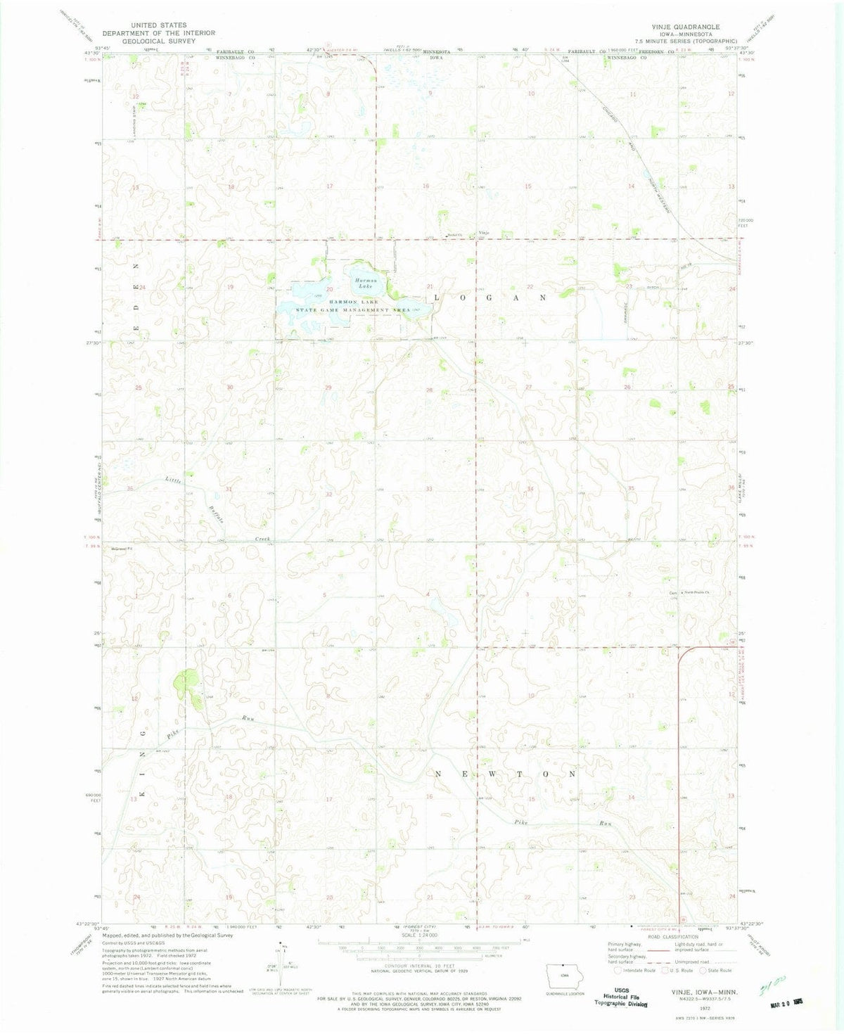 1972 Vinje, IA - Iowa - USGS Topographic Map