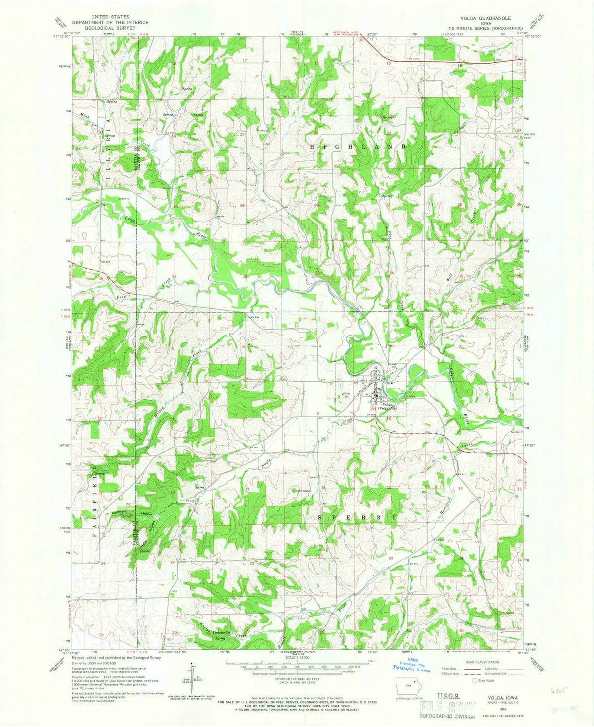 1965 Volga, IA - Iowa - USGS Topographic Map