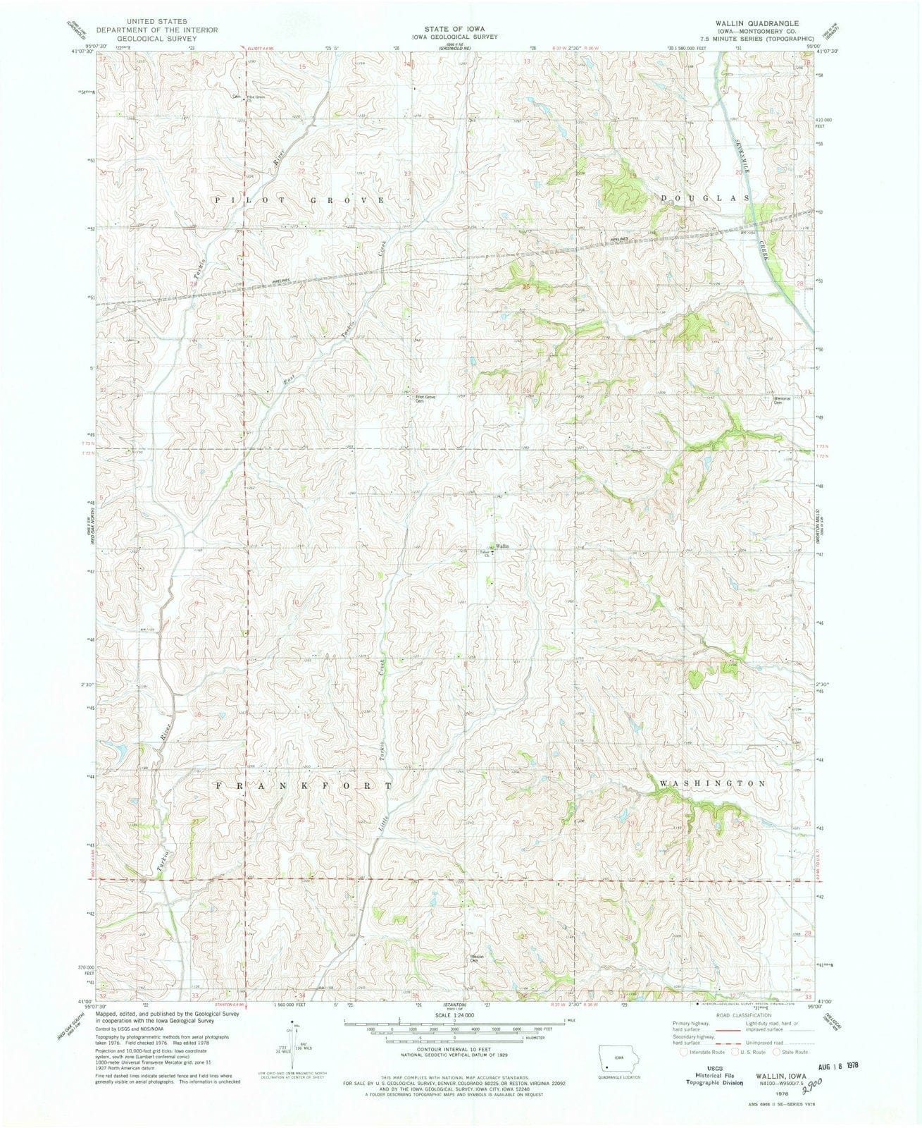1978 Wallin, IA - Iowa - USGS Topographic Map