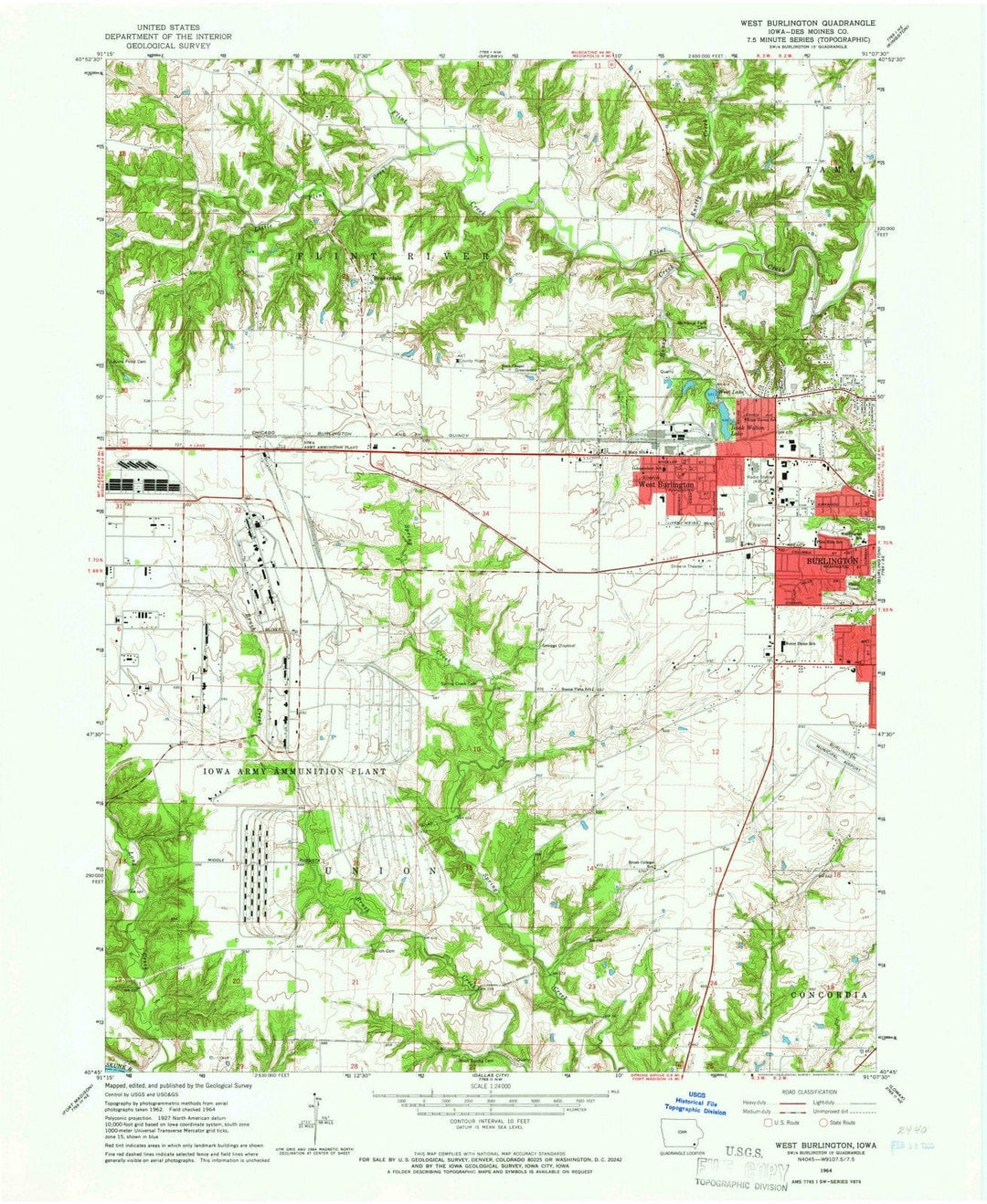 1964 West Burlington, IA - Iowa - USGS Topographic Map
