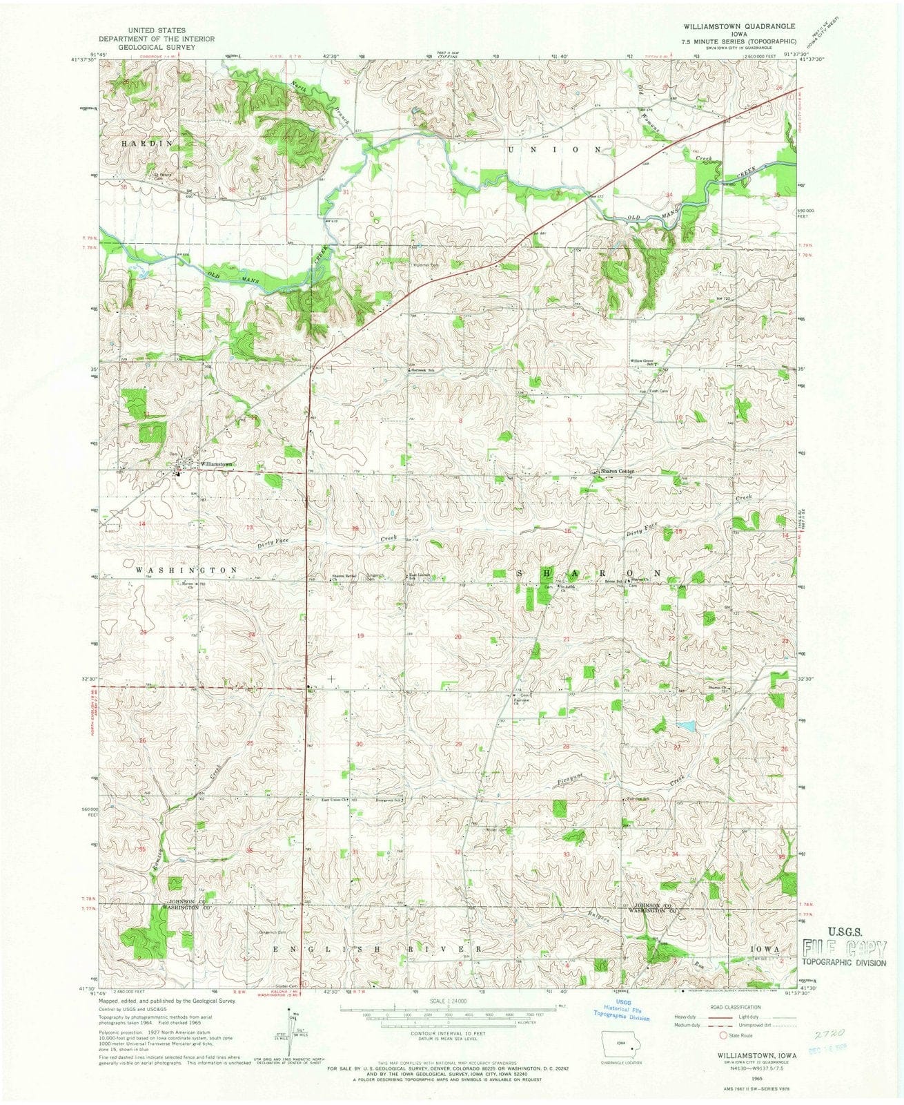 1965 Williamstown, IA - Iowa - USGS Topographic Map
