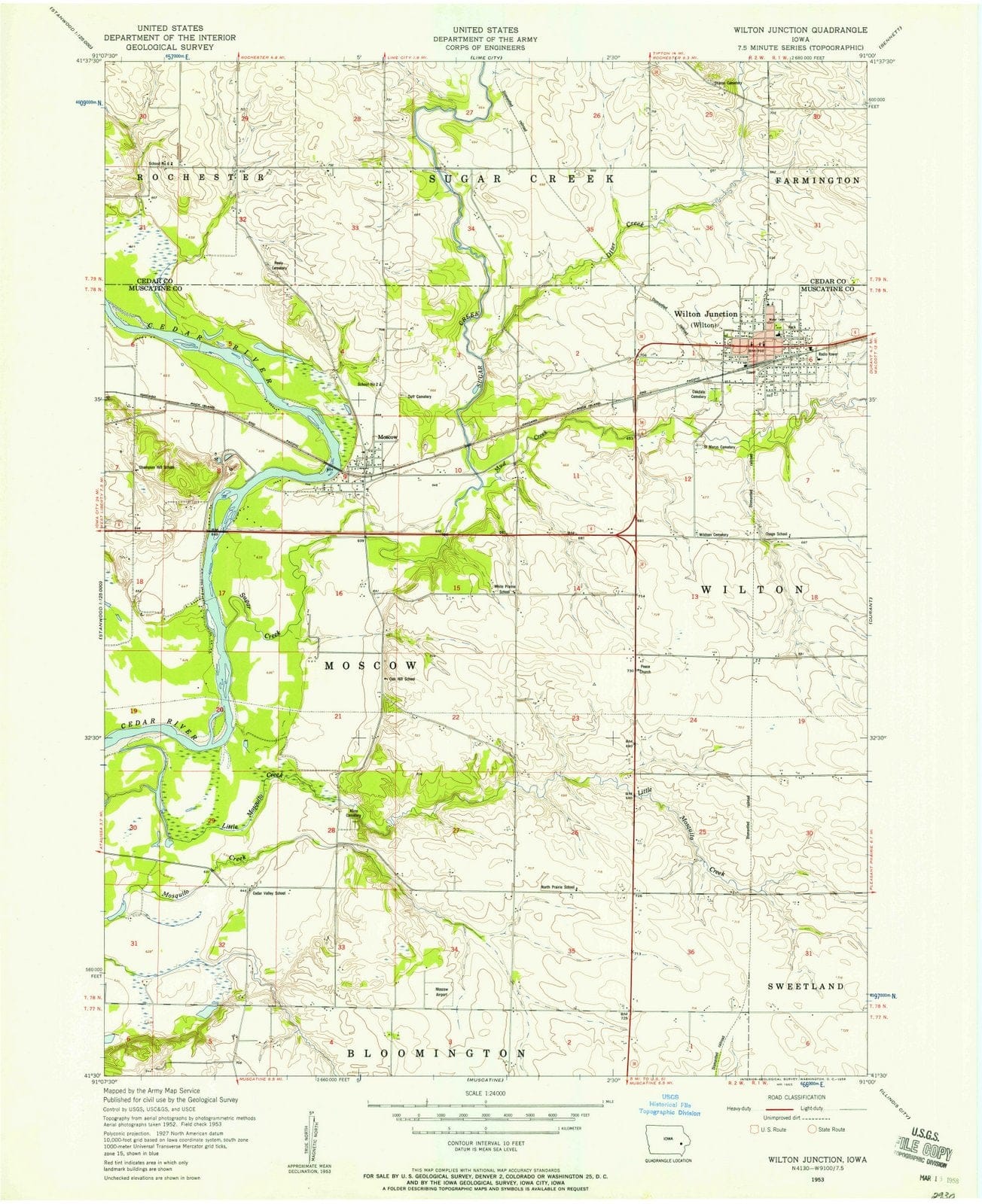 1953 Wilton Junction, IA - Iowa - USGS Topographic Map