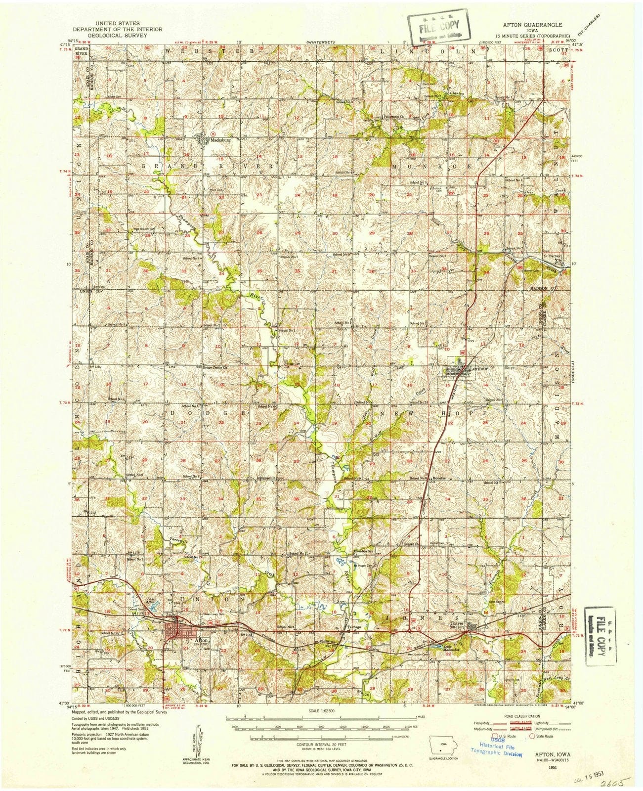 1951 Afton, IA - Iowa - USGS Topographic Map