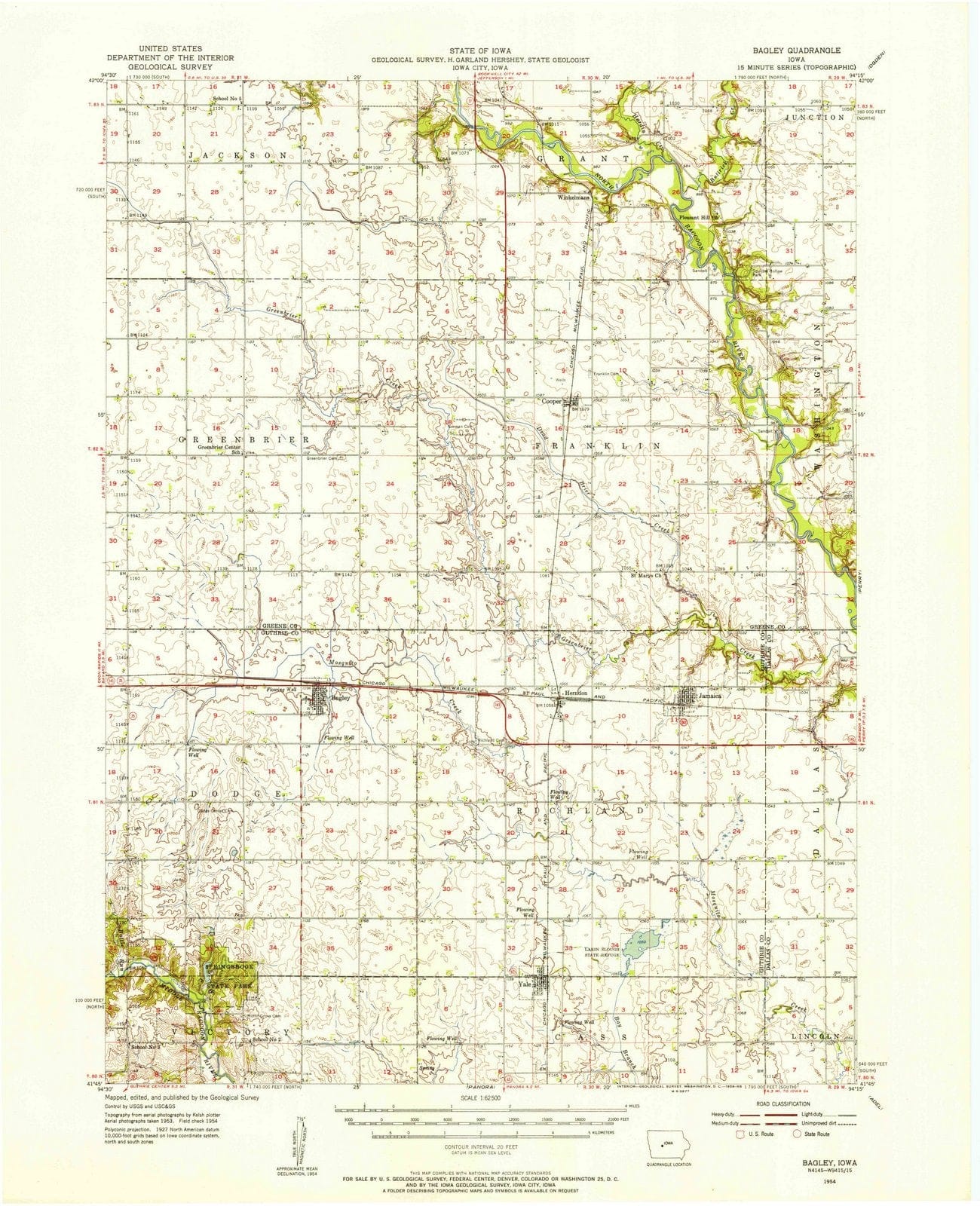 1954 Bagley, IA - Iowa - USGS Topographic Map