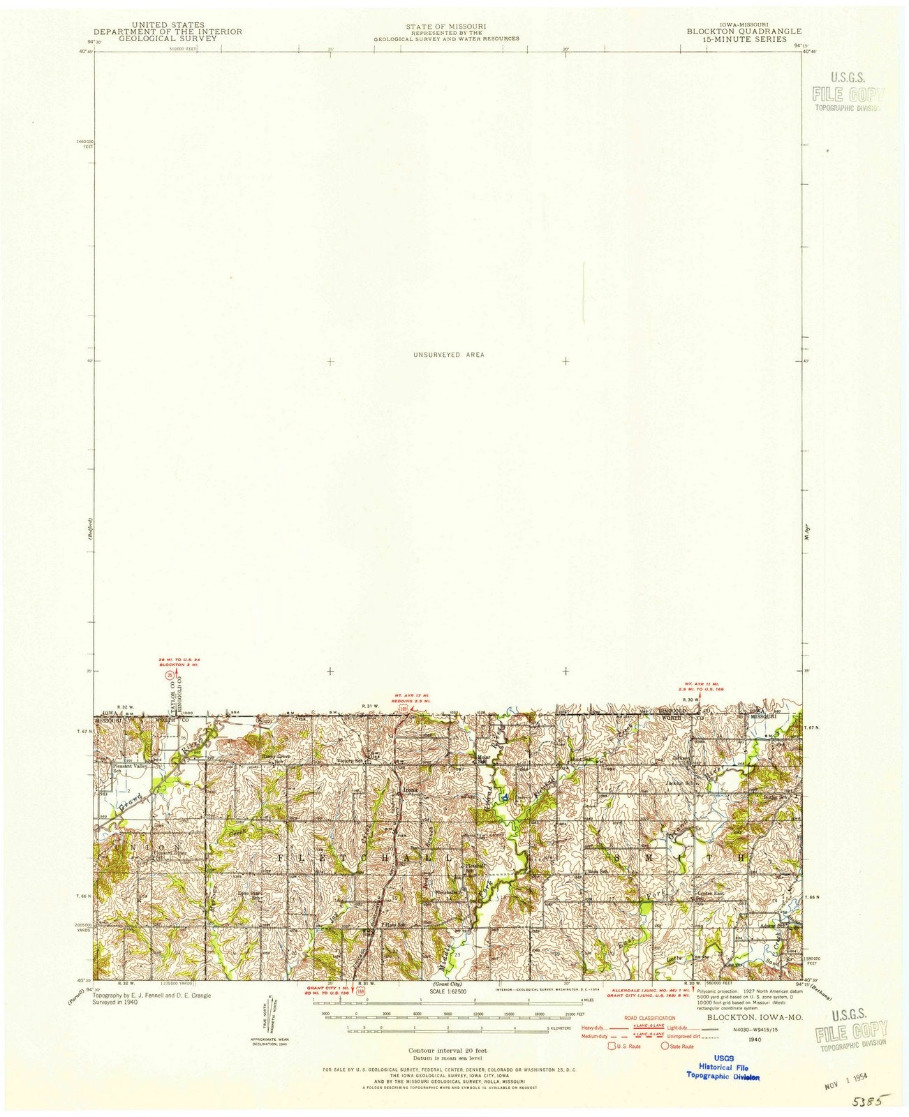 1940 Blockton, IA - Iowa - USGS Topographic Map