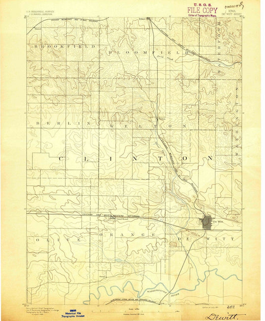 1891 Dewitt, IA - Iowa - USGS Topographic Map