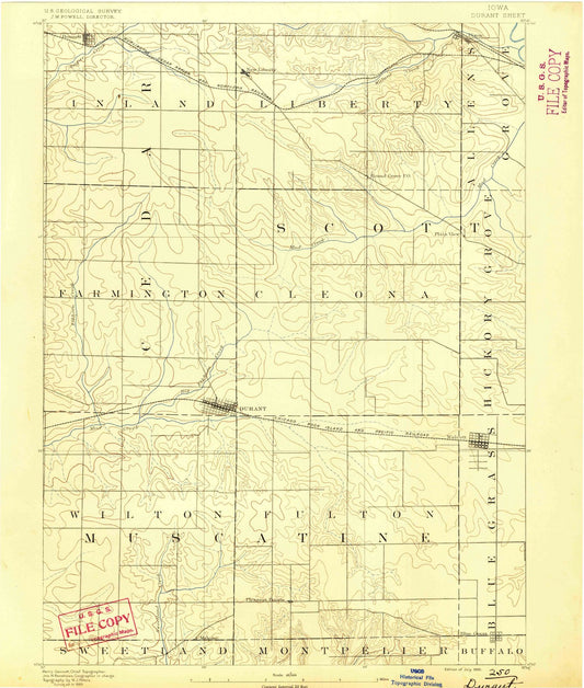 1890 Durant, IA - Iowa - USGS Topographic Map