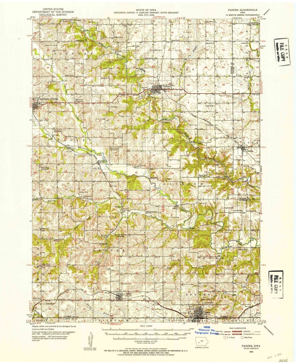 1952 Panora, IA - Iowa - USGS Topographic Map