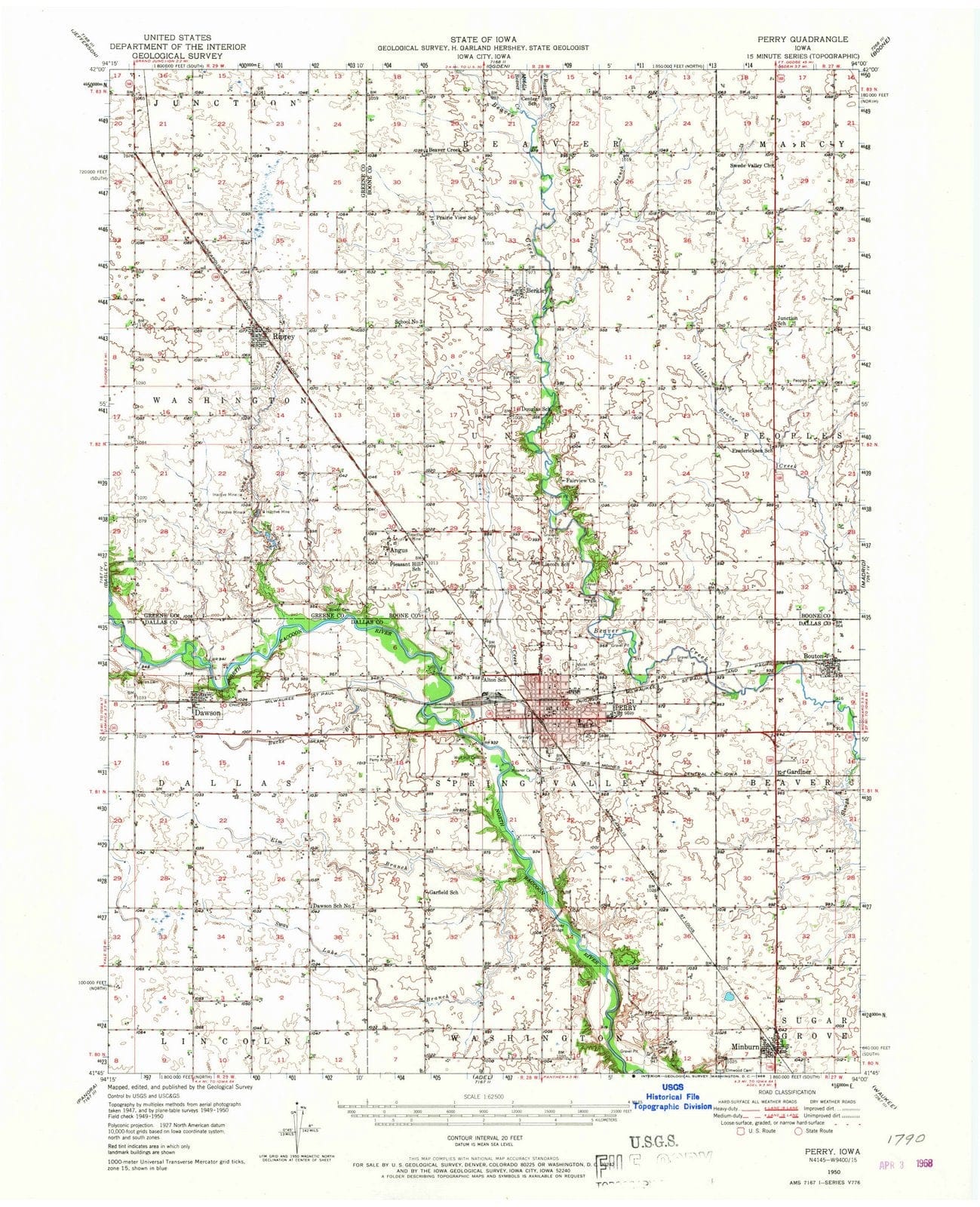 1950 Perry, IA - Iowa - USGS Topographic Map