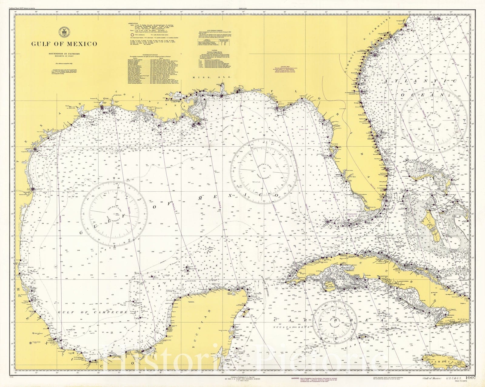Historic Nautical Map - Gulf Of Mexico, 1942 NOAA Chart - Texas, Florida (TX, FL) - Vintage Wall Art