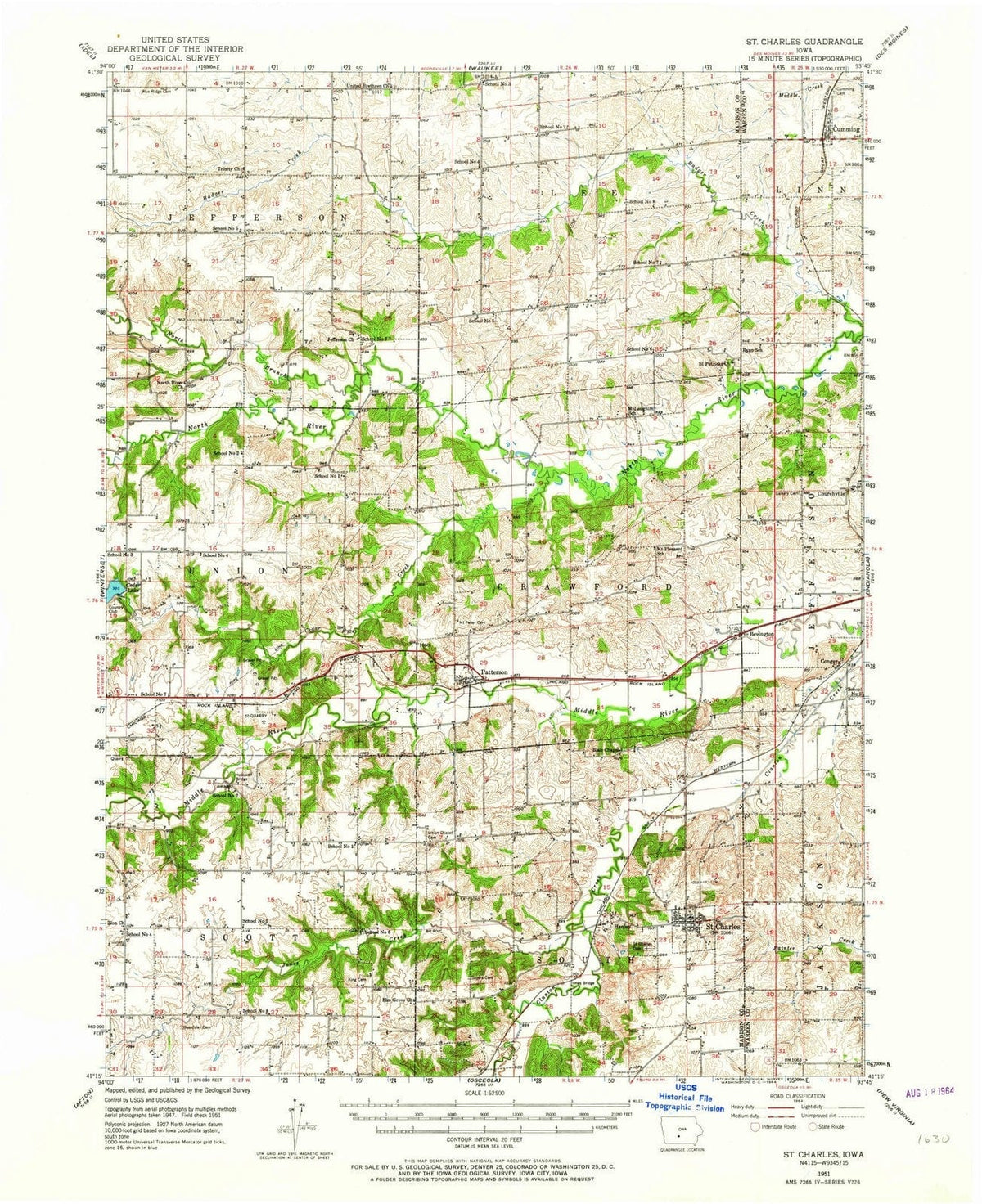 1951 St. Charles, IA - Iowa - USGS Topographic Map