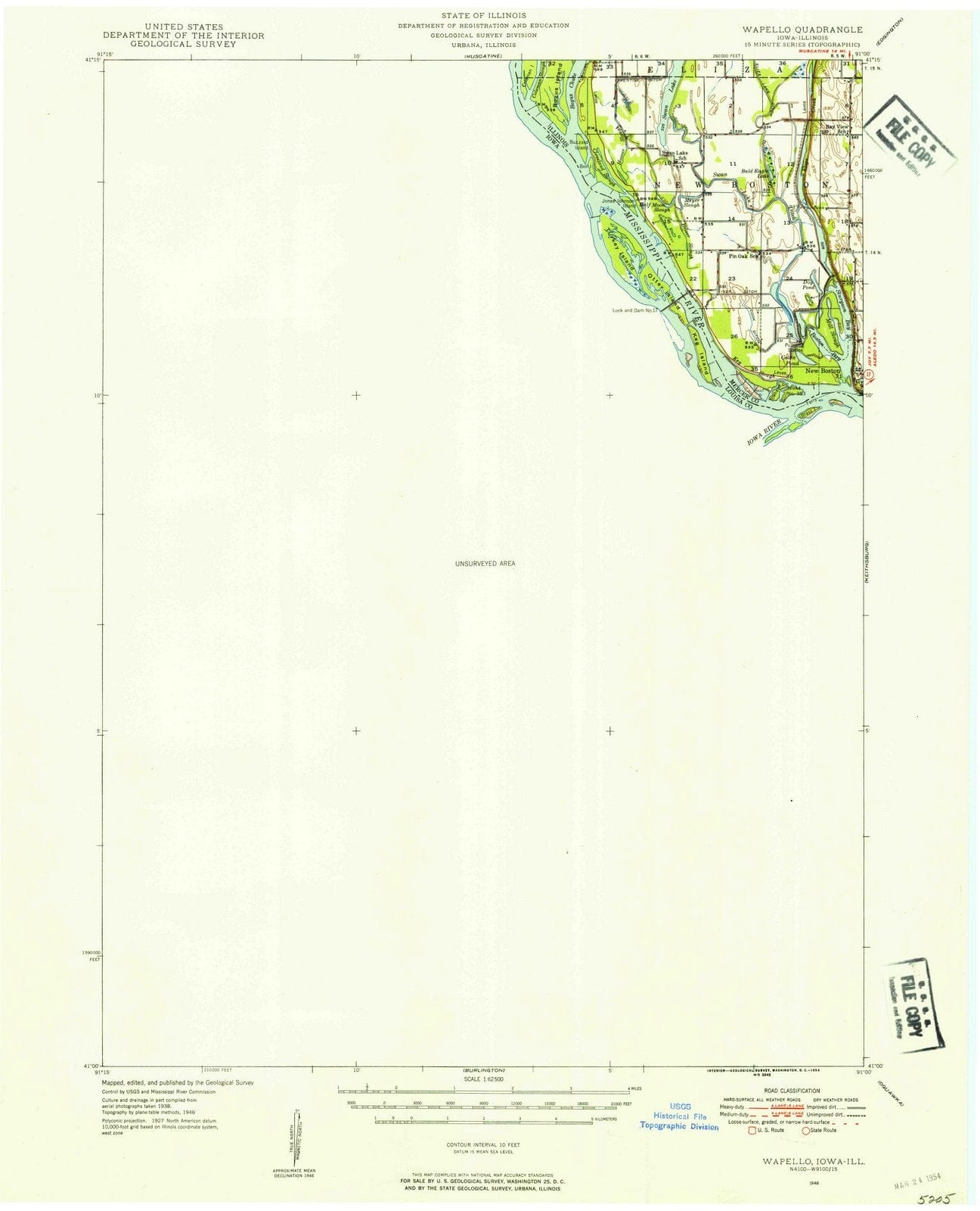 1946 Wapello, IA - Iowa - USGS Topographic Map