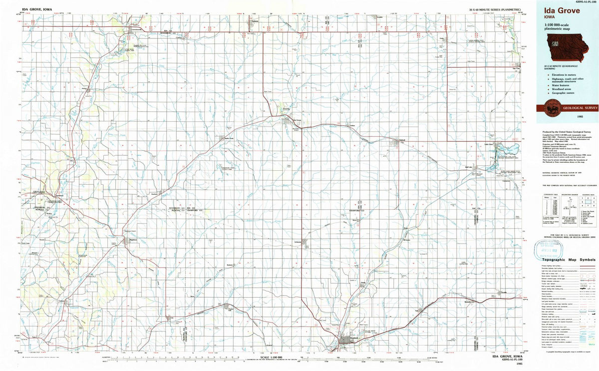 1985 Ida Grove, IA - Iowa - USGS Topographic Map
