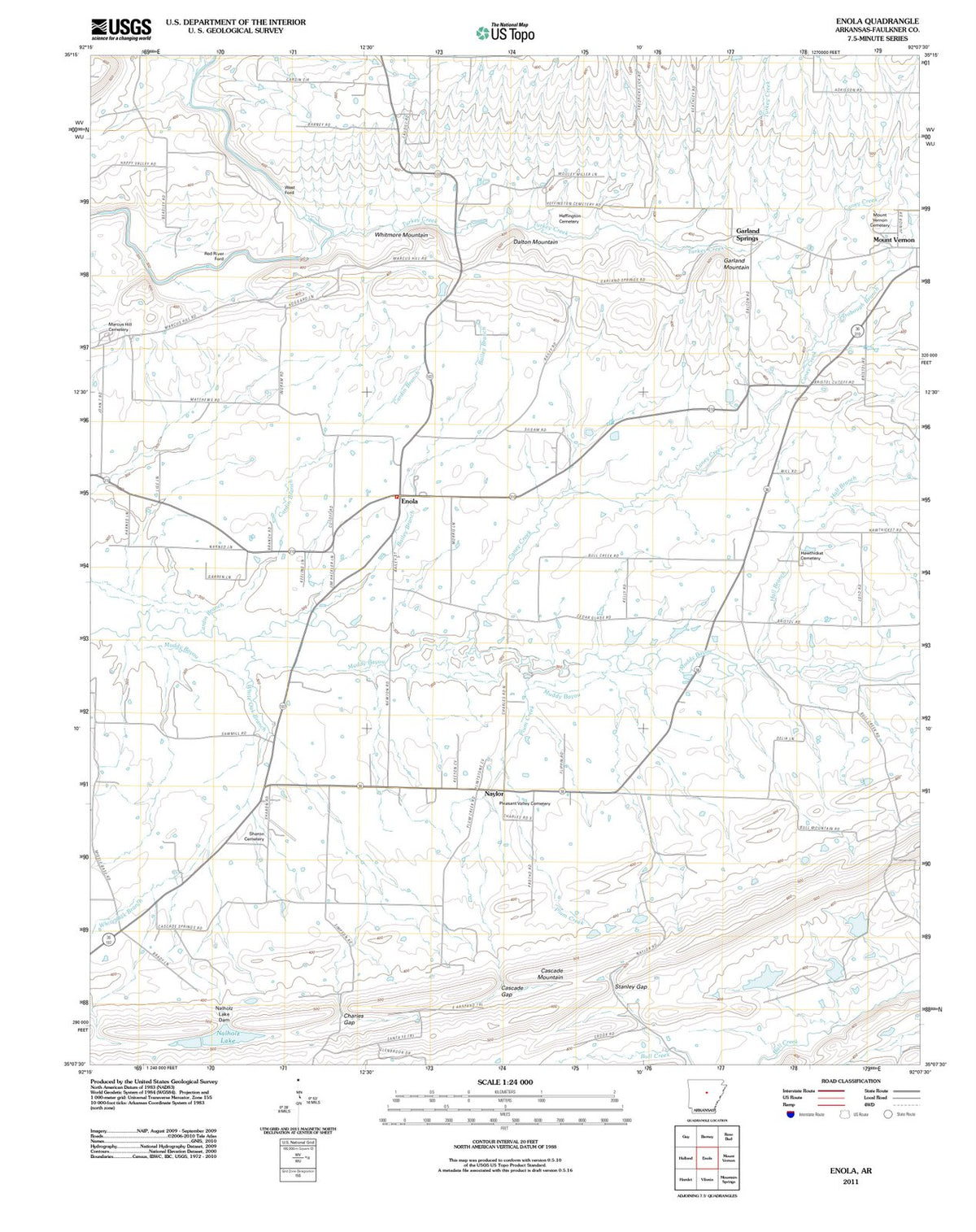 2011 Enola, AR - Arkansas - USGS Topographic Map