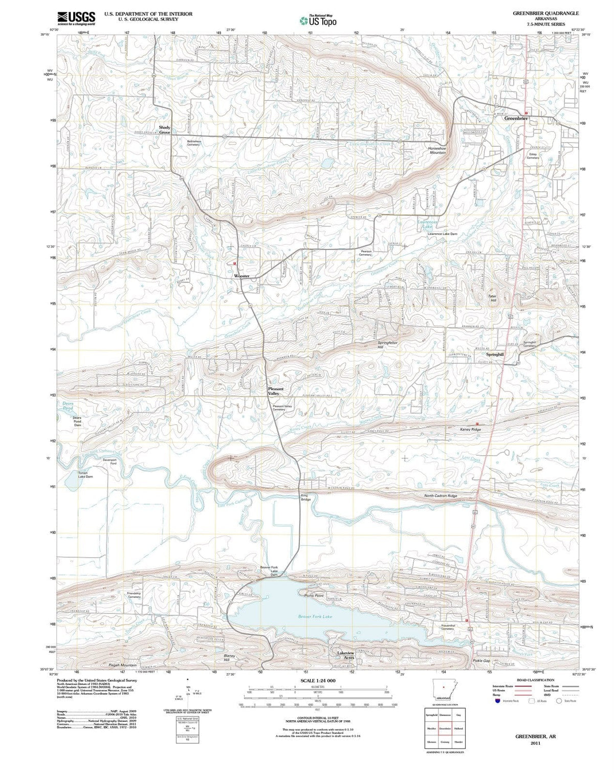 2011 Greenbrier, AR - Arkansas - USGS Topographic Map