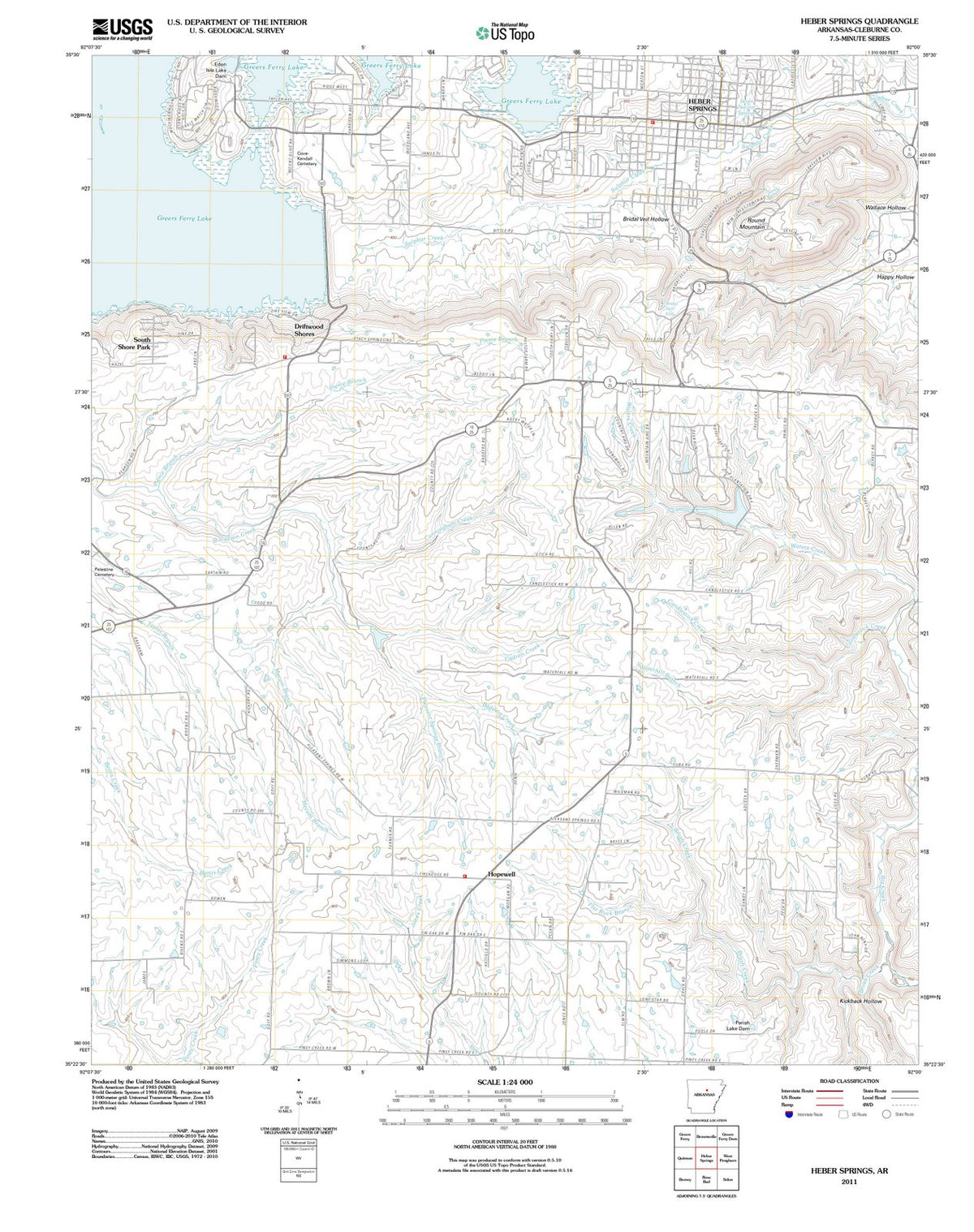 2011 Heber Springs, AR - Arkansas - USGS Topographic Map
