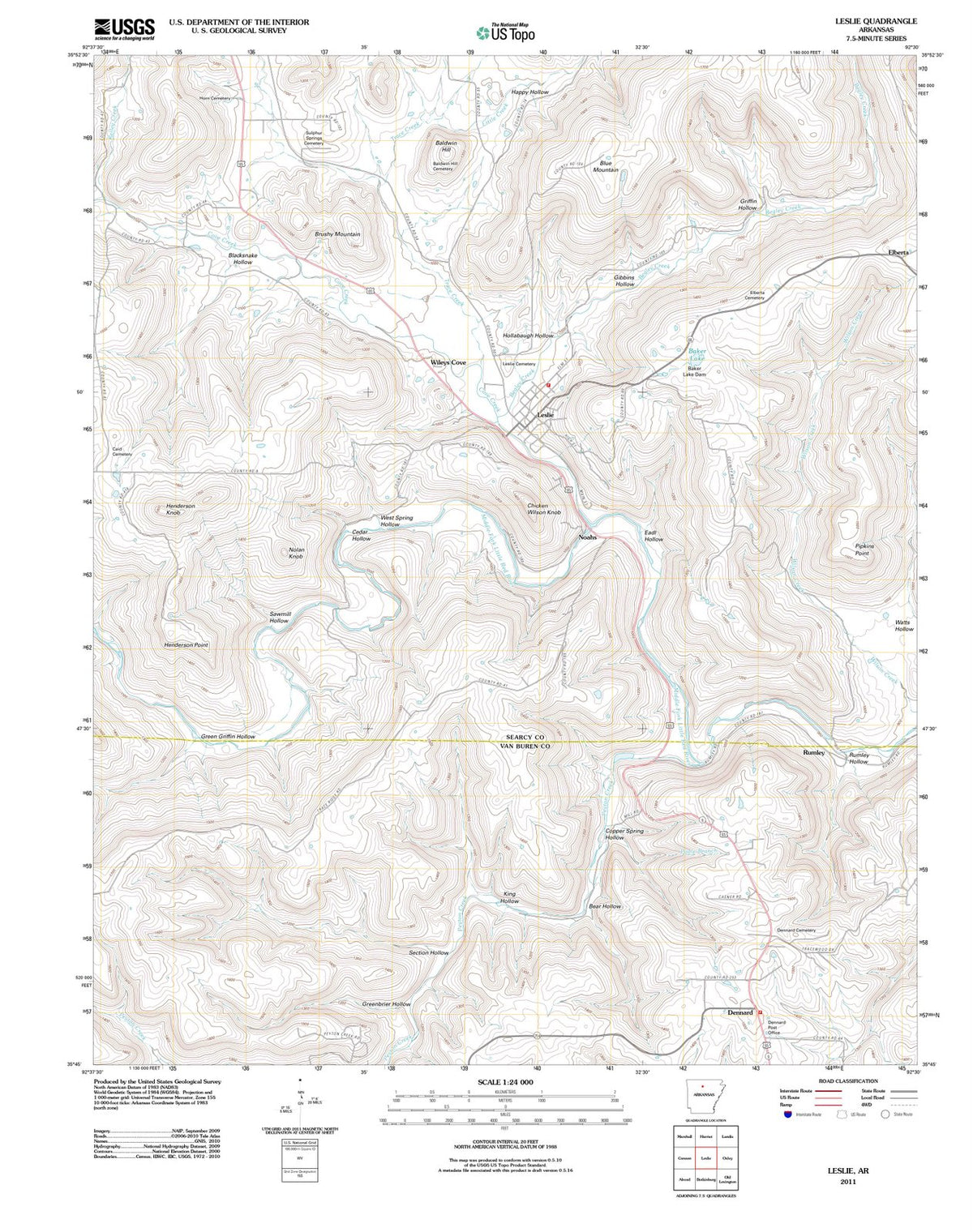 2011 Leslie, AR - Arkansas - USGS Topographic Map