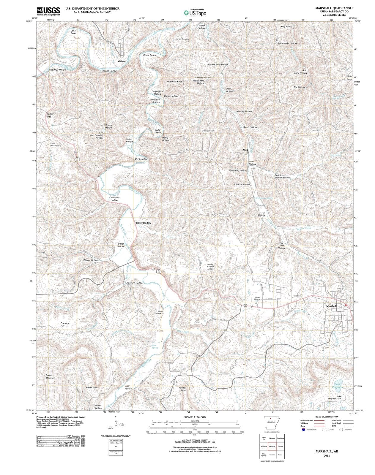 2011 Marshall, AR - Arkansas - USGS Topographic Map