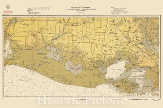 Historic Nautical Map - New Orleans To Calcasieu River, West Section, 1939 NOAA Chart - Louisiana (LA) - Vintage Wall Art